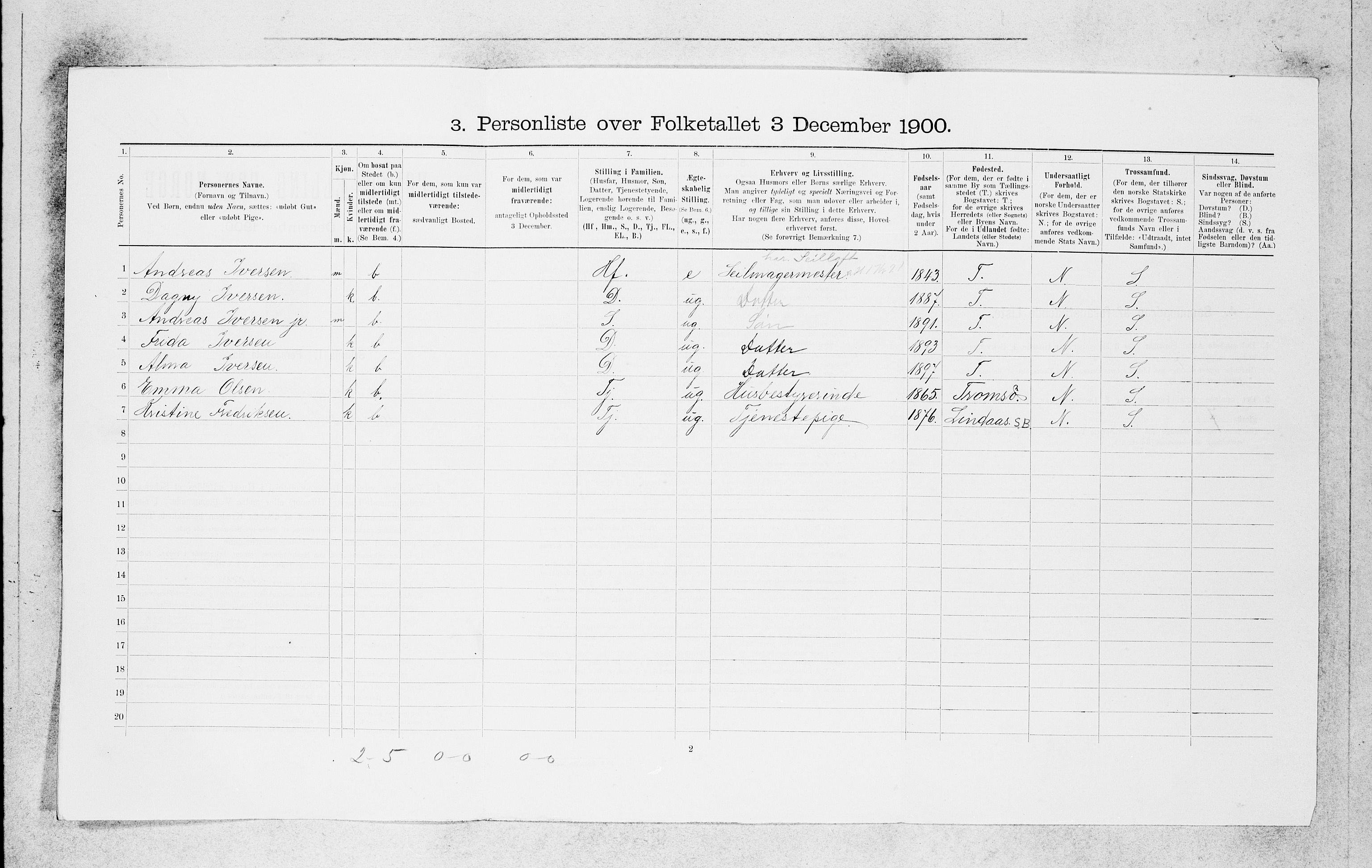 SAB, 1900 census for Bergen, 1900, p. 5451
