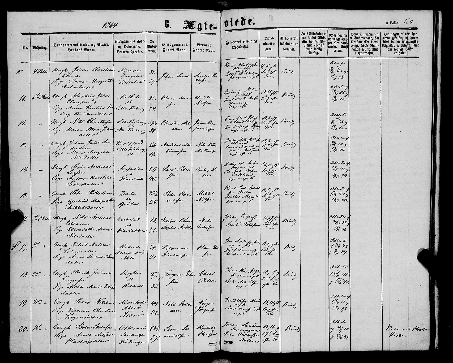 Trondenes sokneprestkontor, SATØ/S-1319/H/Ha/L0012kirke: Parish register (official) no. 12, 1863-1870, p. 164