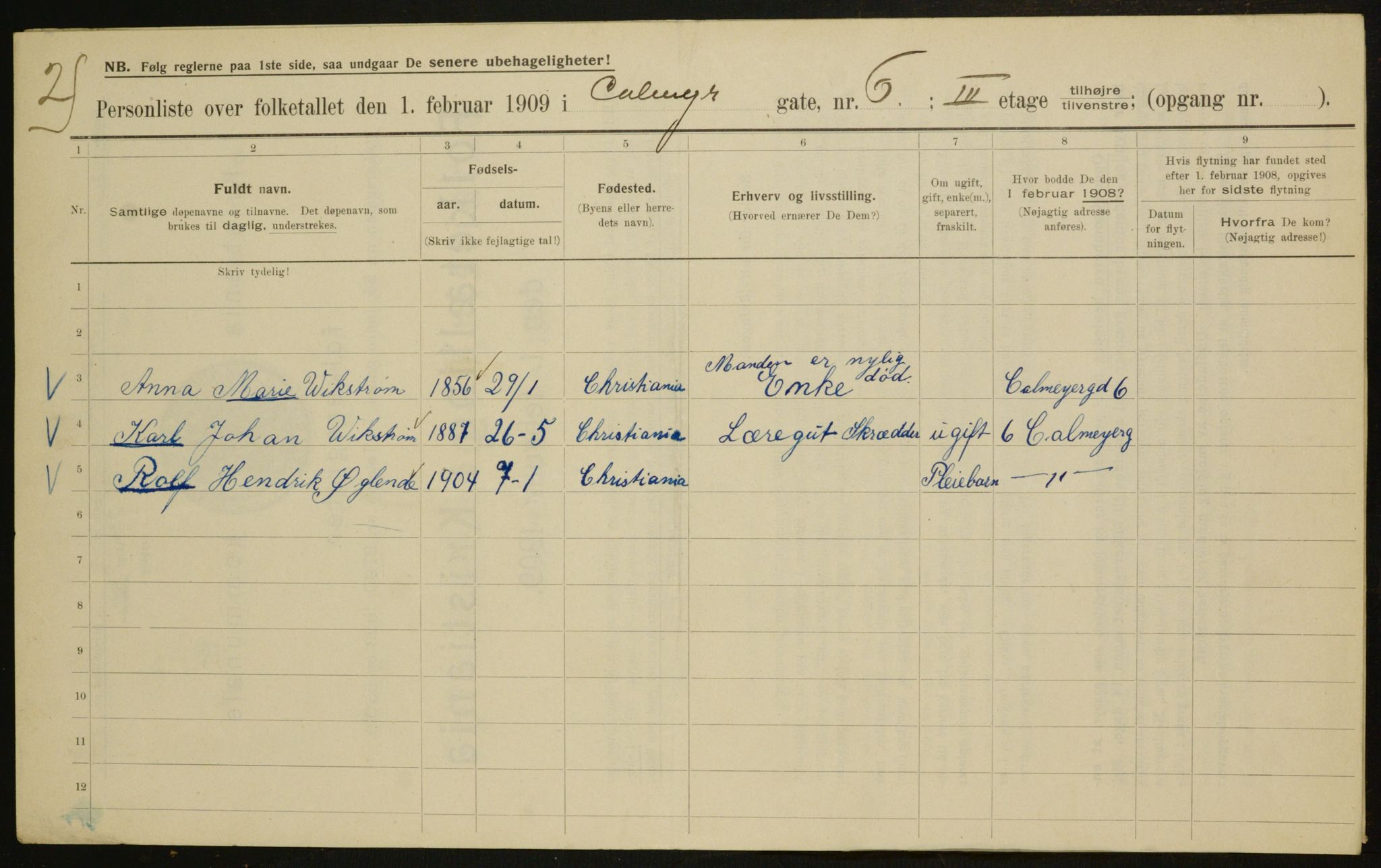 OBA, Municipal Census 1909 for Kristiania, 1909, p. 10237