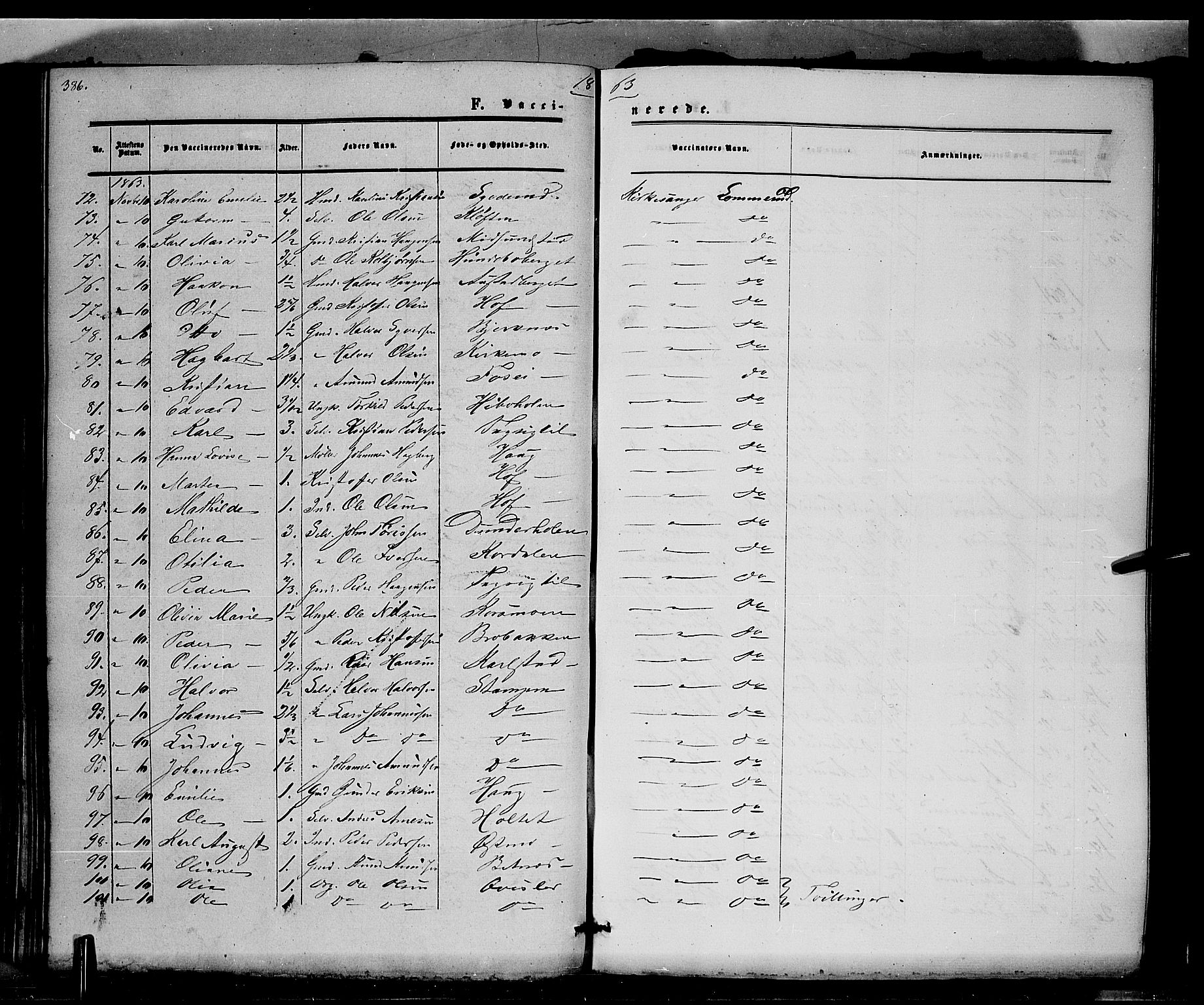 Hof prestekontor, SAH/PREST-038/H/Ha/Haa/L0009: Parish register (official) no. 9, 1862-1877, p. 386