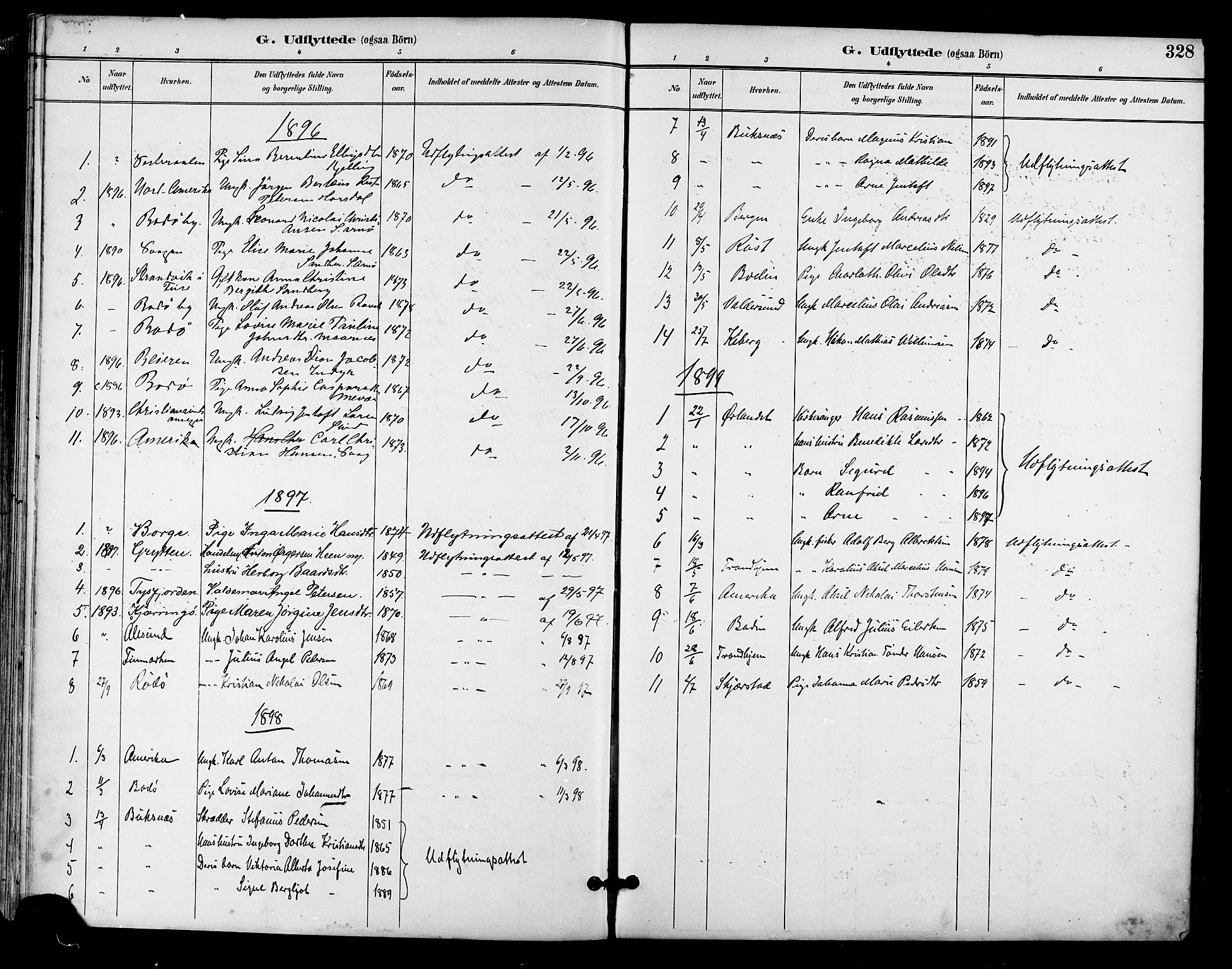 Ministerialprotokoller, klokkerbøker og fødselsregistre - Nordland, SAT/A-1459/805/L0101: Parish register (official) no. 805A07, 1892-1899, p. 328