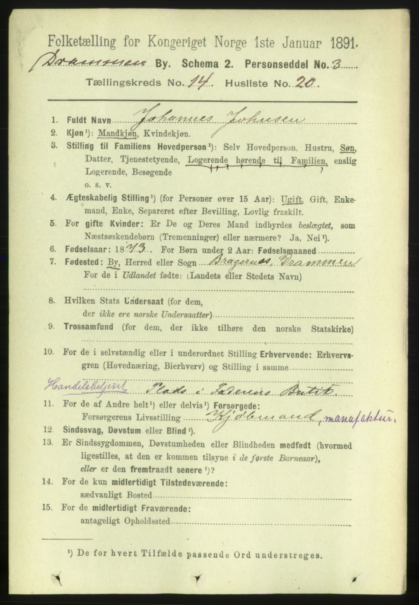 RA, 1891 census for 0602 Drammen, 1891, p. 10276