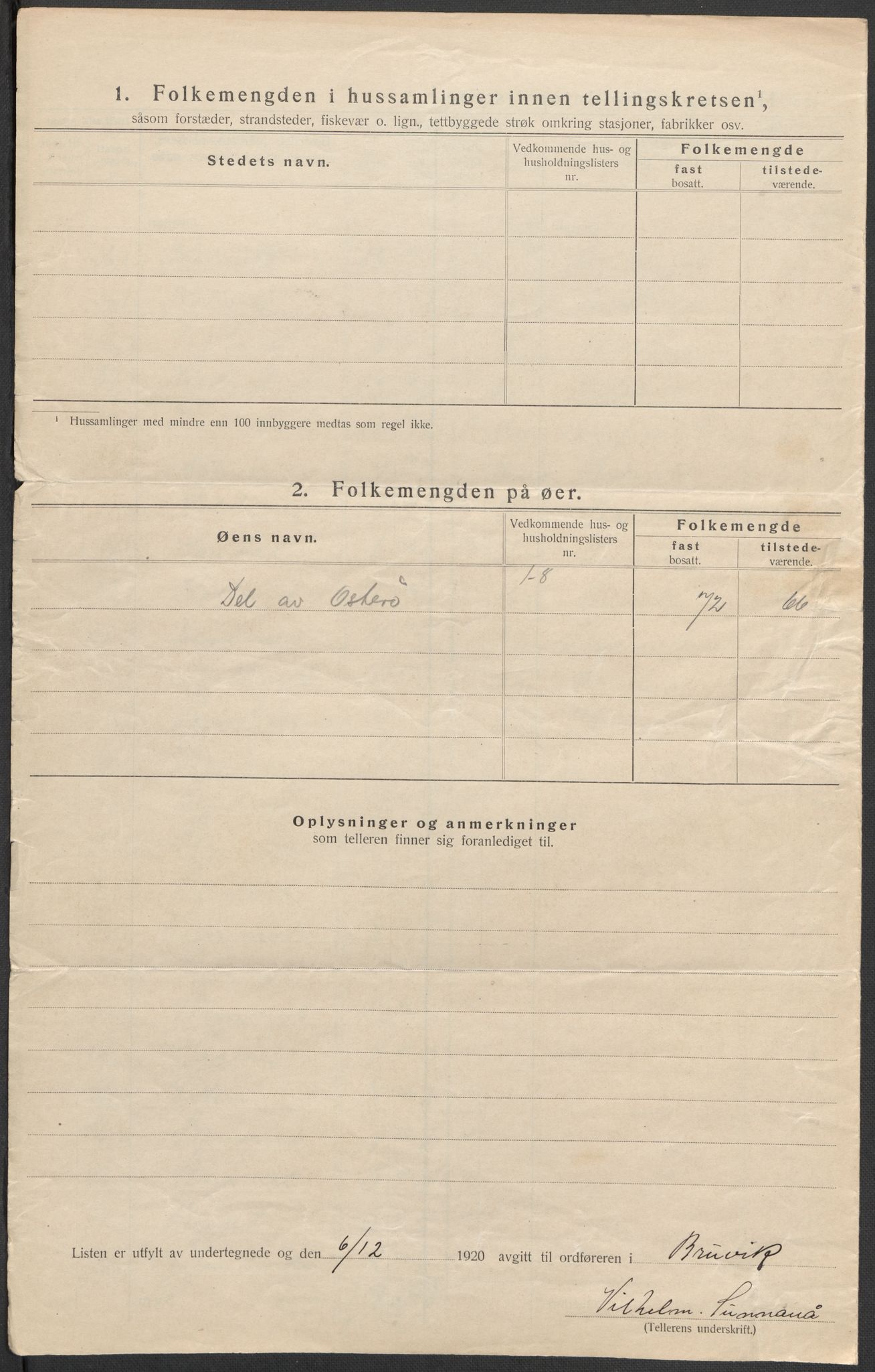 SAB, 1920 census for Bruvik, 1920, p. 46