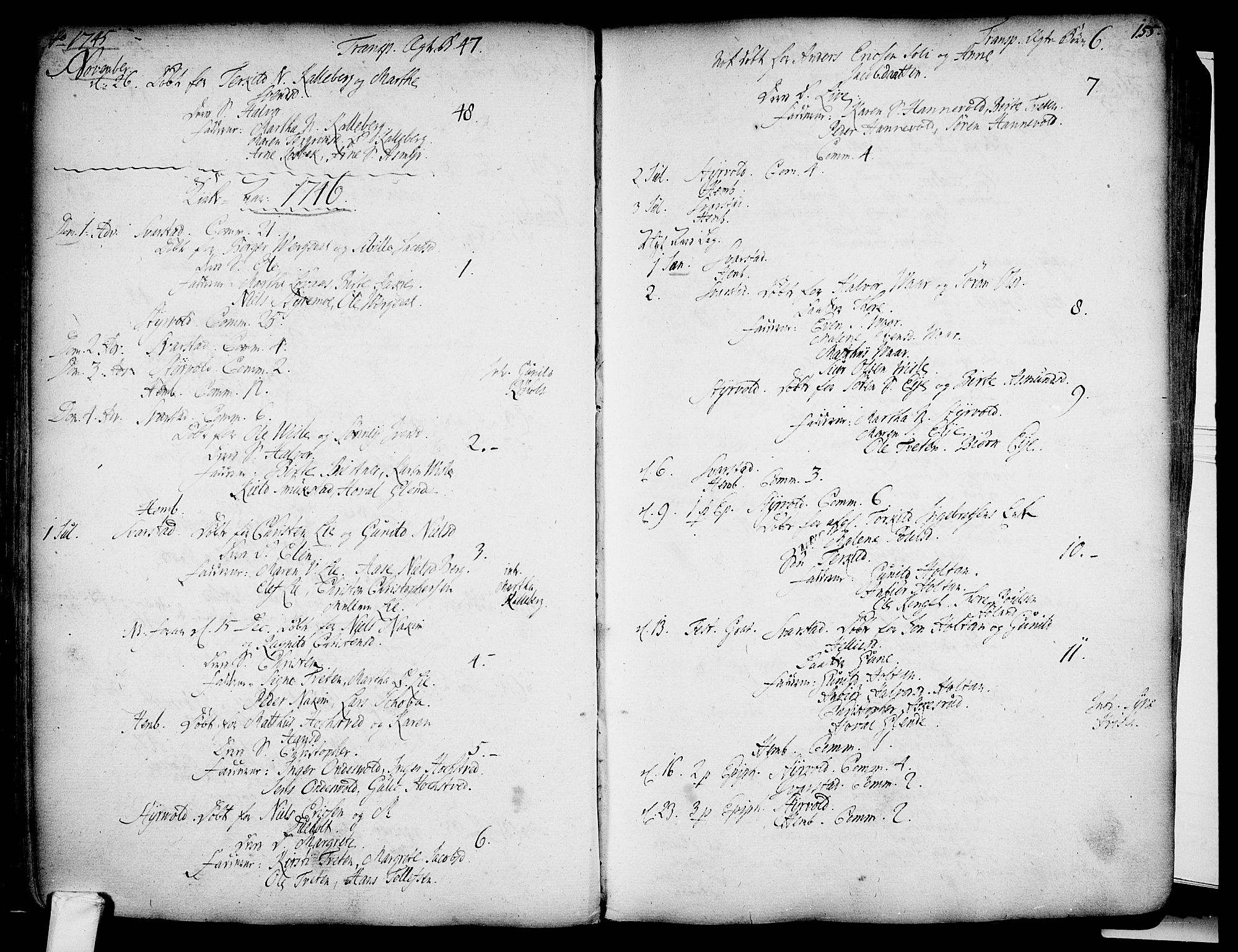 Lardal kirkebøker, AV/SAKO-A-350/F/Fa/L0003: Parish register (official) no. I 3, 1733-1815, p. 154-155