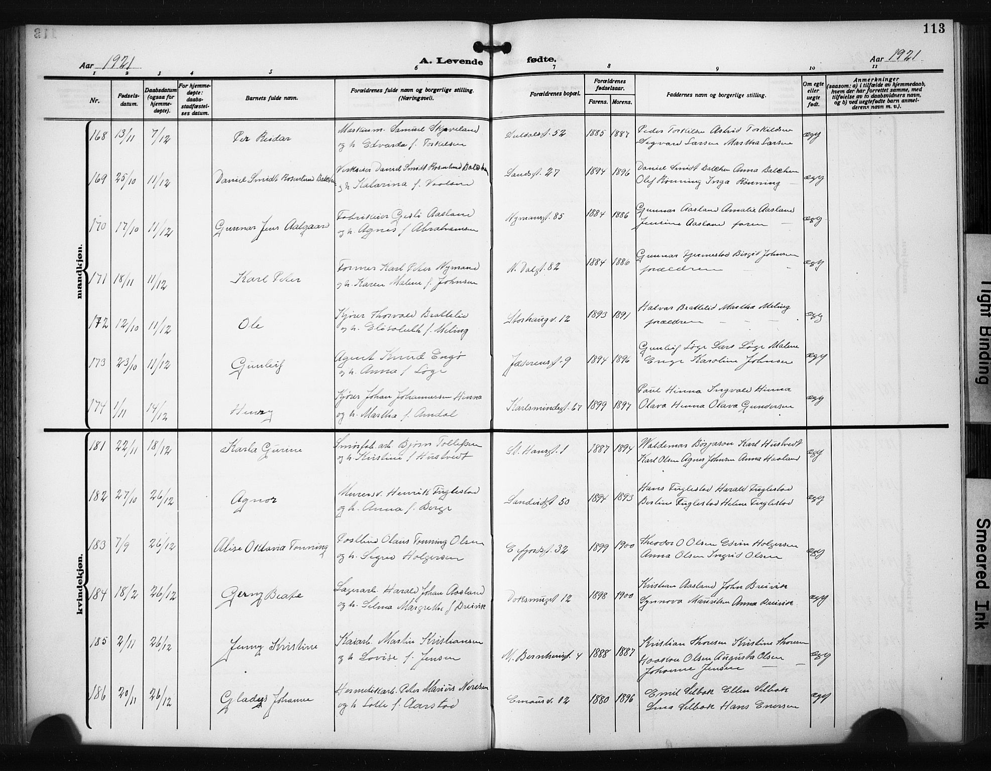 St. Johannes sokneprestkontor, AV/SAST-A-101814/001/30/30BB/L0008: Parish register (copy) no. B 8, 1918-1929, p. 113