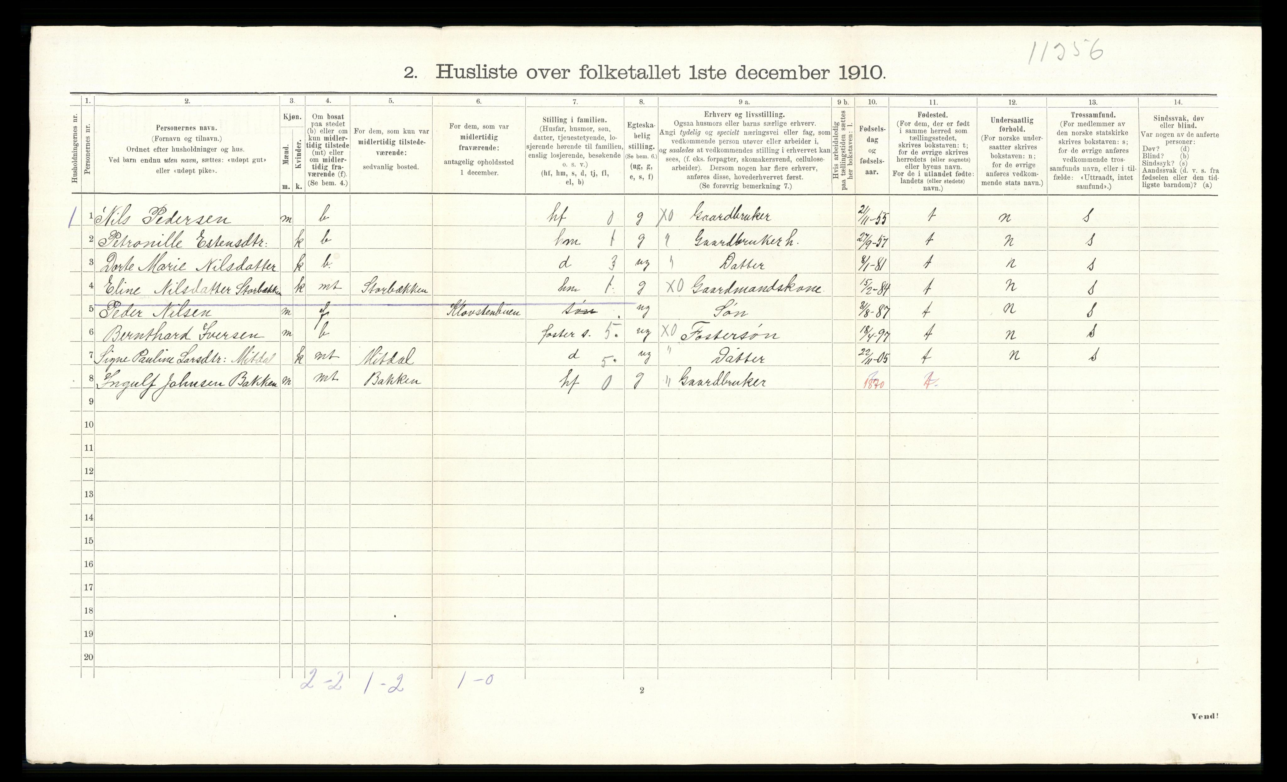 RA, 1910 census for Tolga, 1910, p. 685