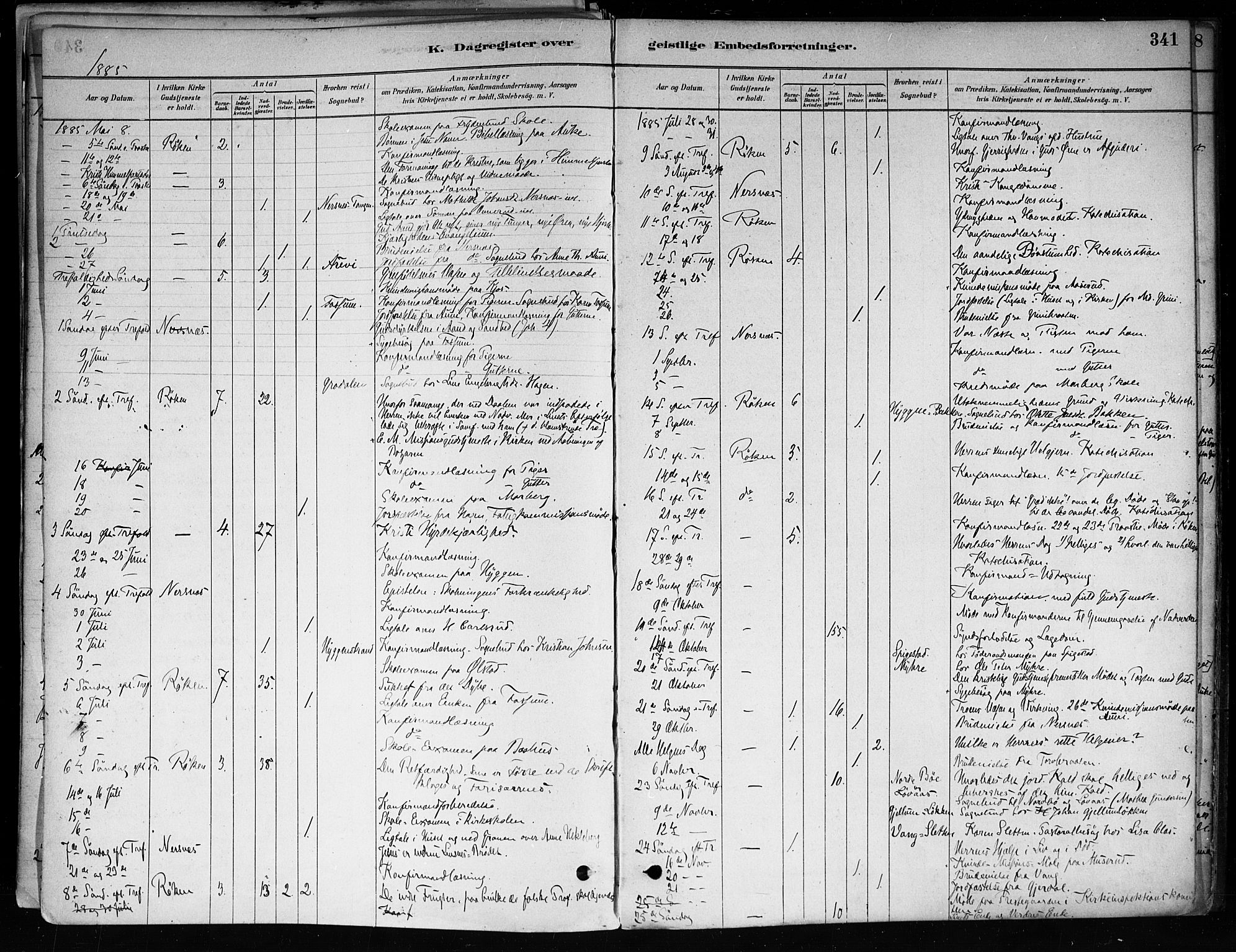 Røyken kirkebøker, AV/SAKO-A-241/F/Fa/L0008: Parish register (official) no. 8, 1880-1897, p. 341