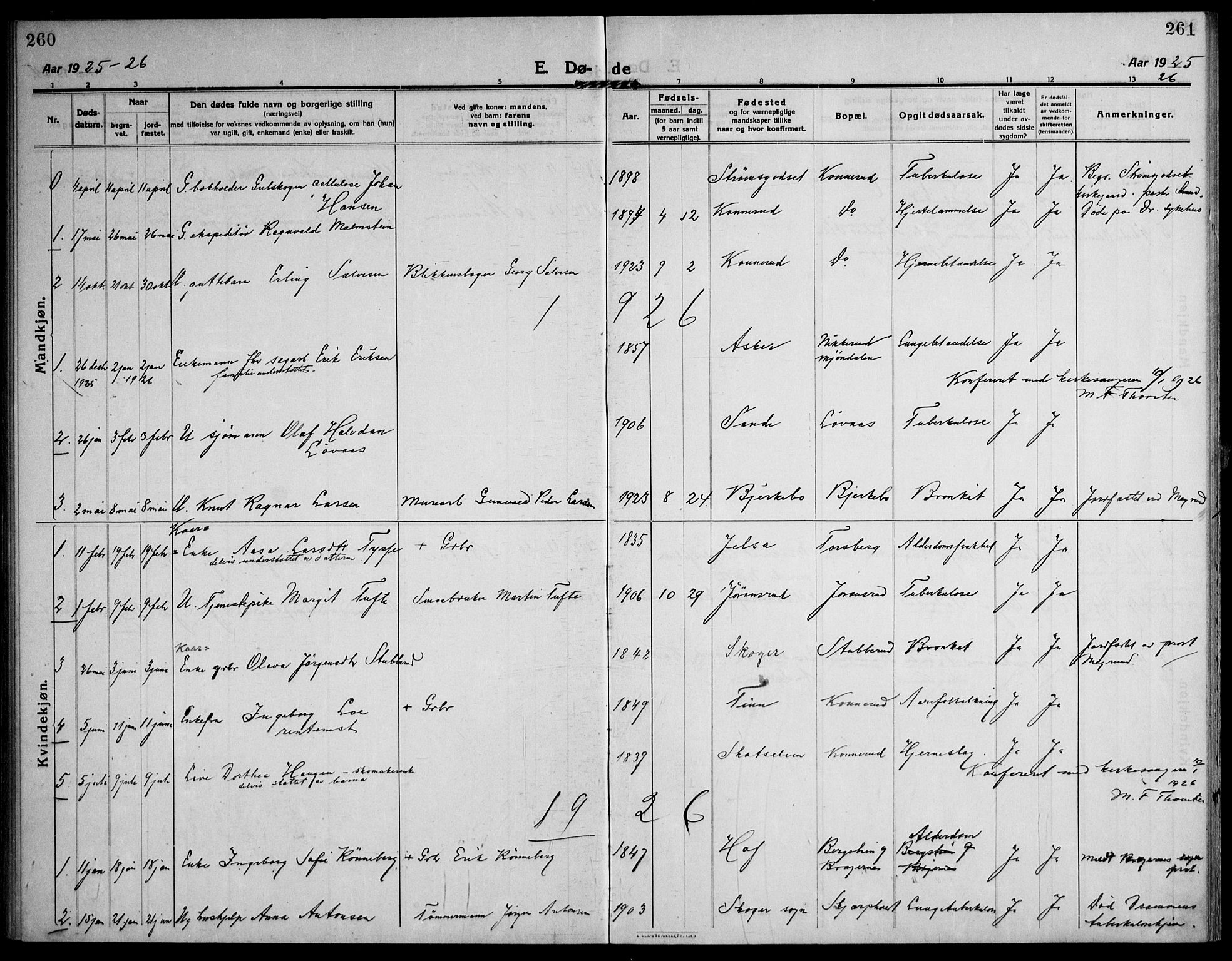 Skoger kirkebøker, SAKO/A-59/F/Fb/L0002: Parish register (official) no. II 2, 1914-1941, p. 260-261