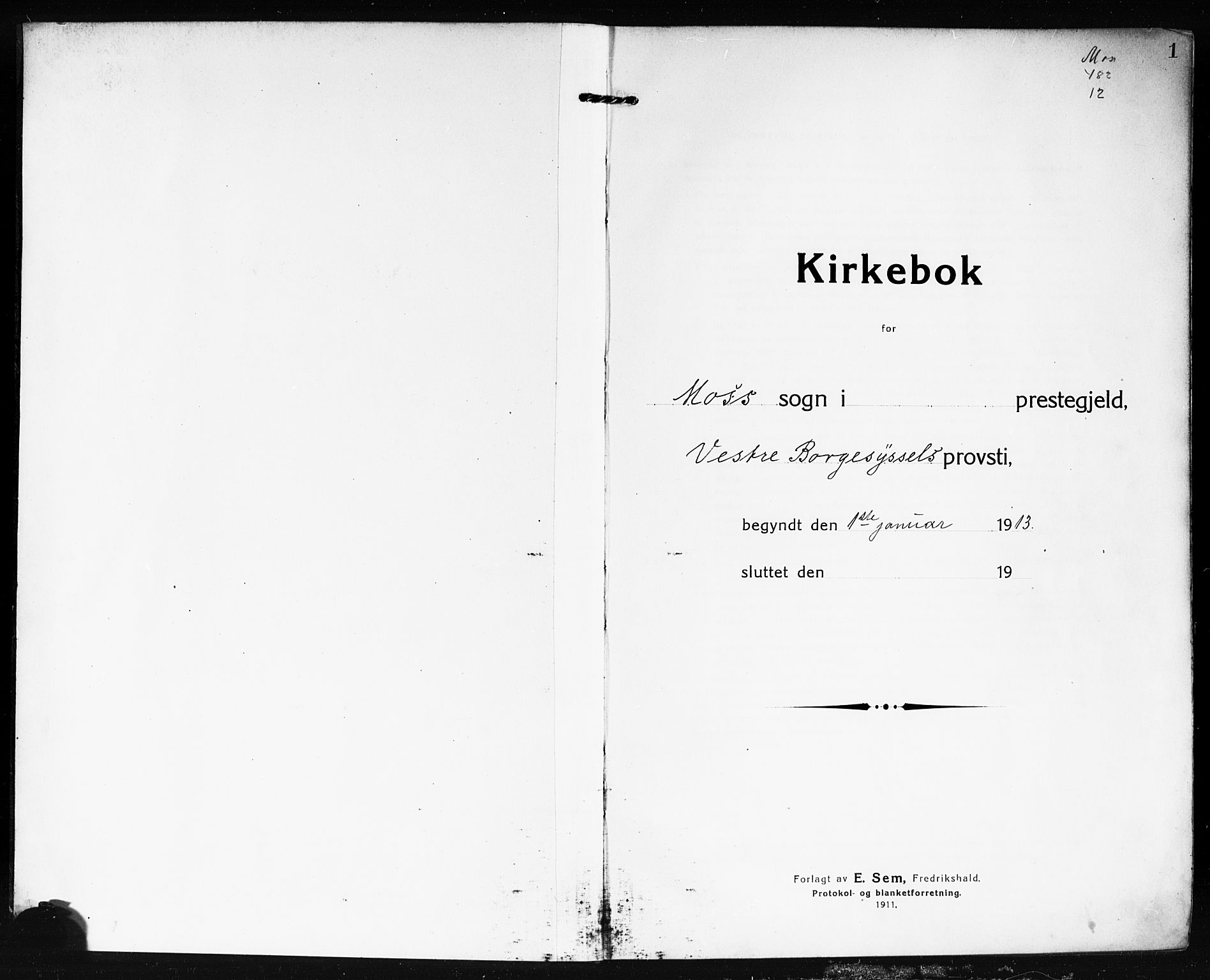 Moss prestekontor Kirkebøker, AV/SAO-A-2003/G/Ga/L0008: Parish register (copy) no. I 8, 1913-1923