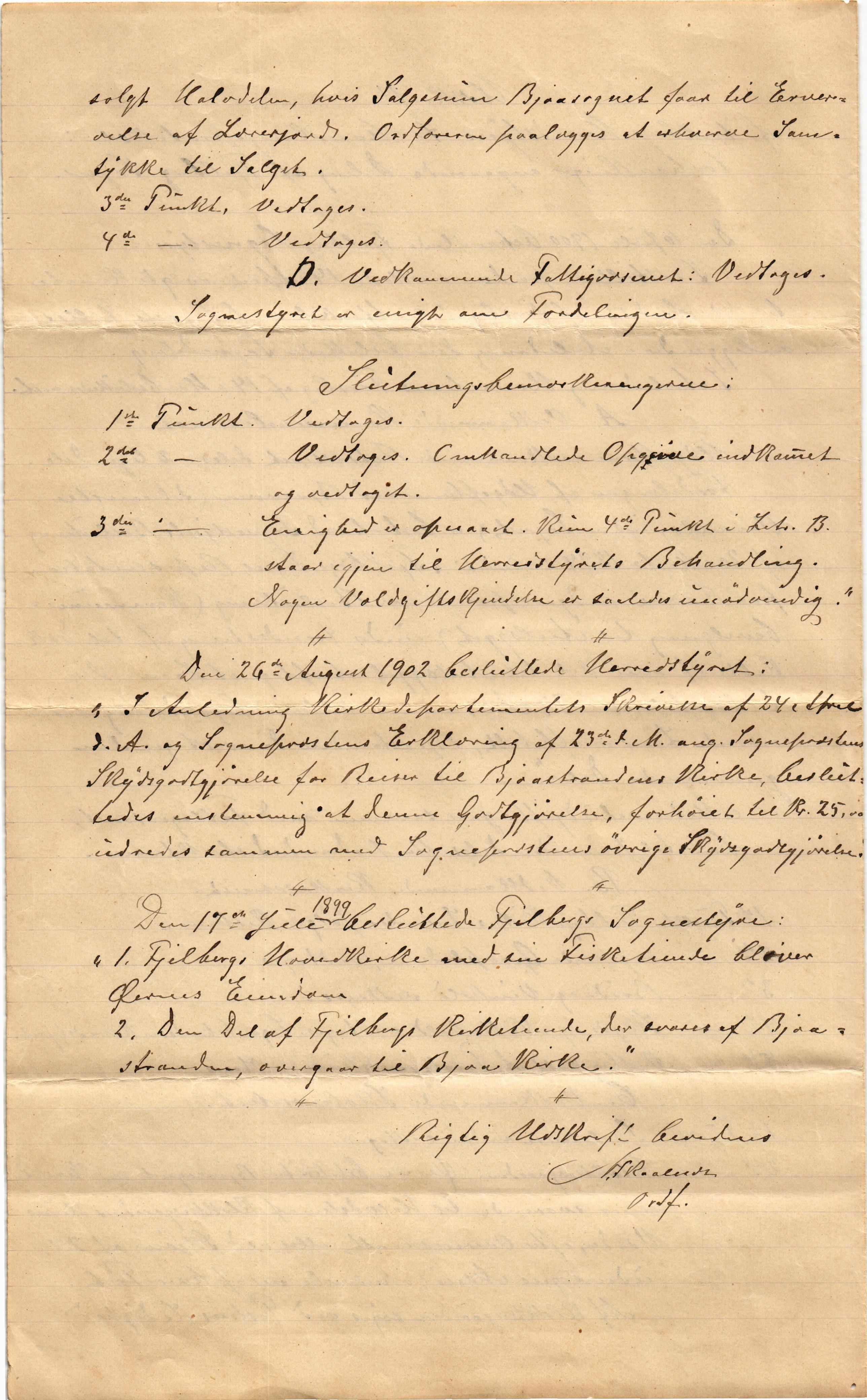 Fjelberg kommune. Formannskapet, IKAH/1213-021/E/Ea/L0002/0002: Deling. Prestegjeld. Sokner / Fråskiljing av Bjostrand sokn. Avvikling. Oppgjer, 1889-1903