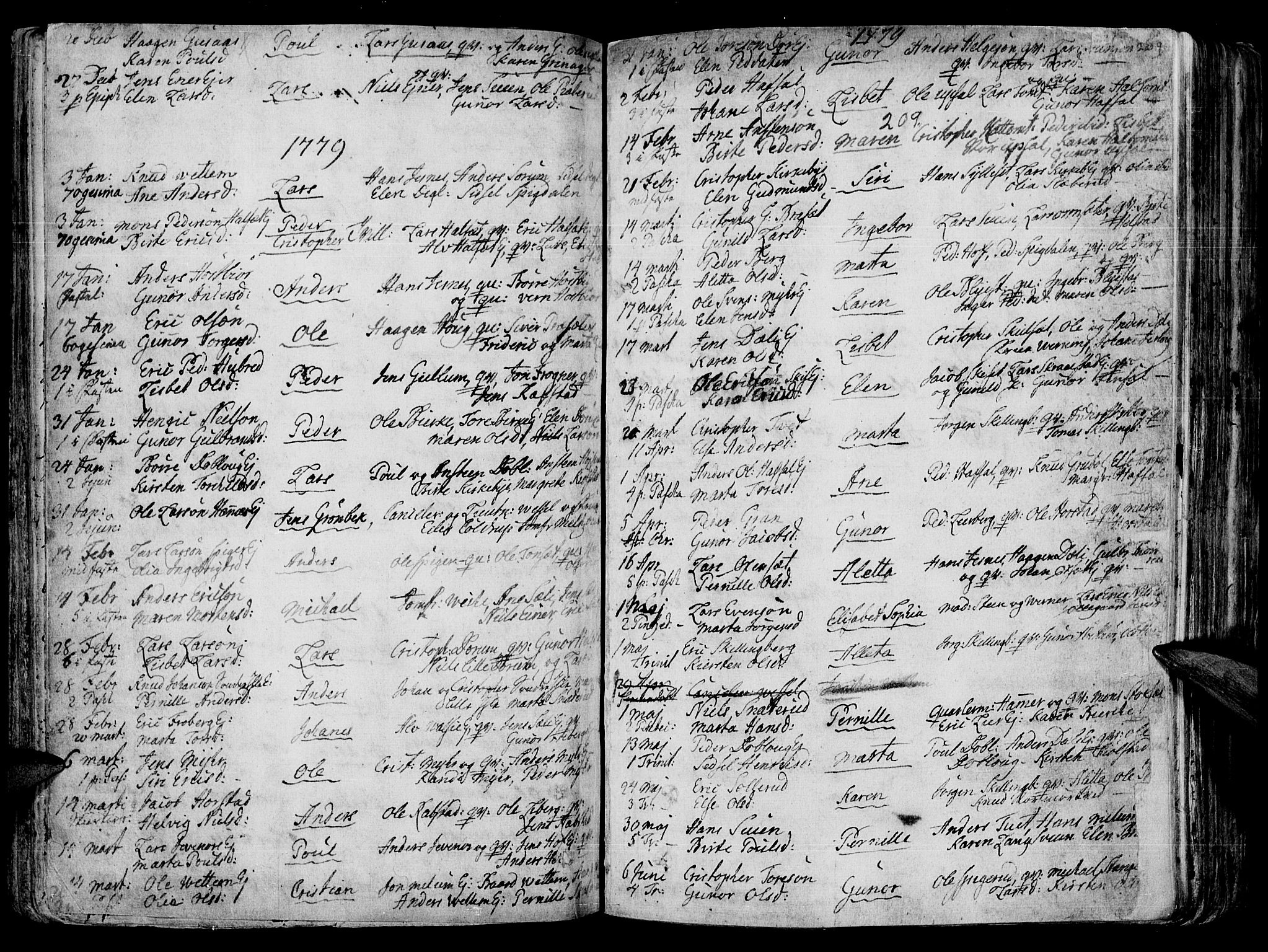 Vang prestekontor, Hedmark, AV/SAH-PREST-008/H/Ha/Haa/L0003: Parish register (official) no. 3, 1734-1809, p. 209