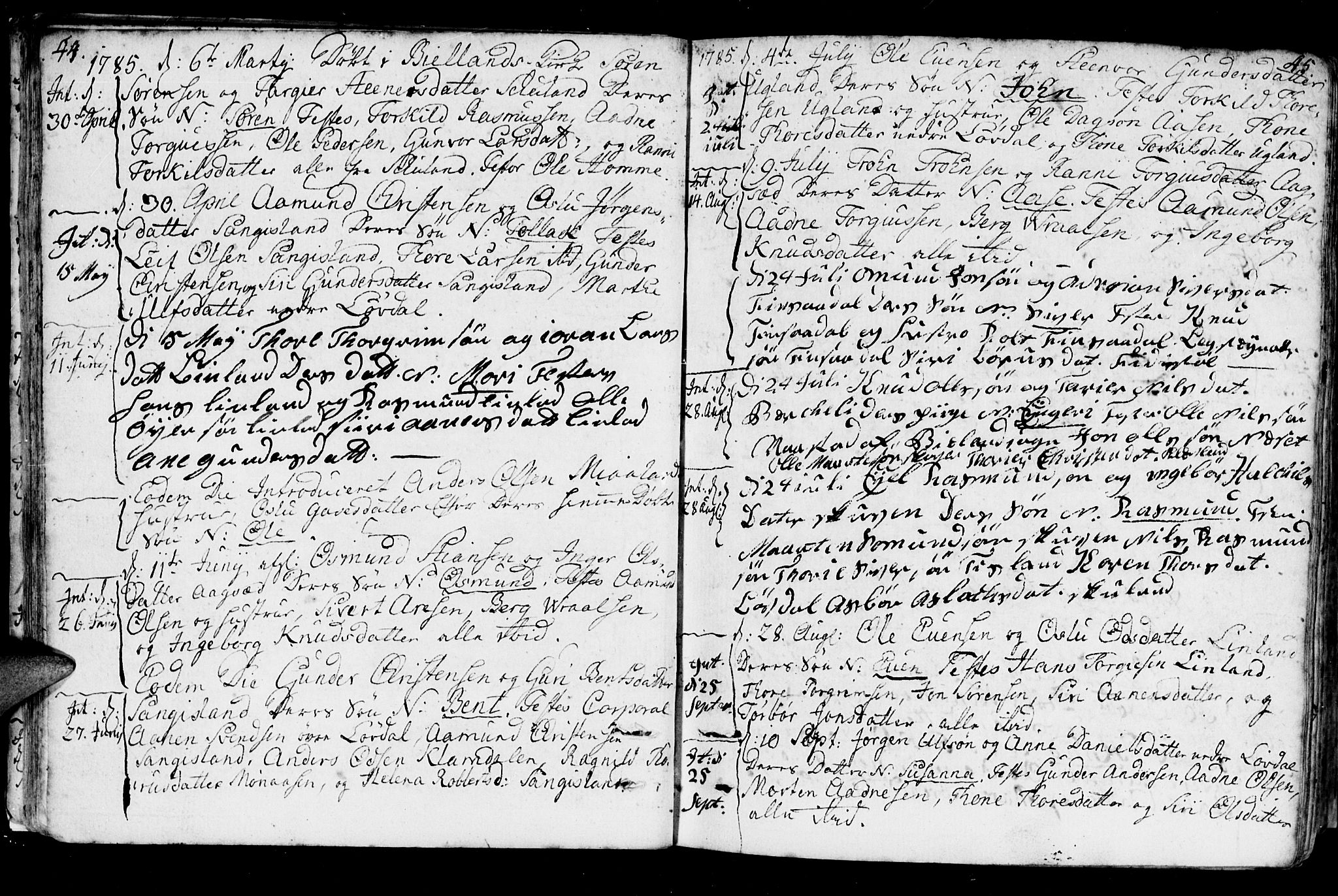 Holum sokneprestkontor, AV/SAK-1111-0022/F/Fa/Fab/L0004: Parish register (official) no. A 4, 1774-1847, p. 44-45