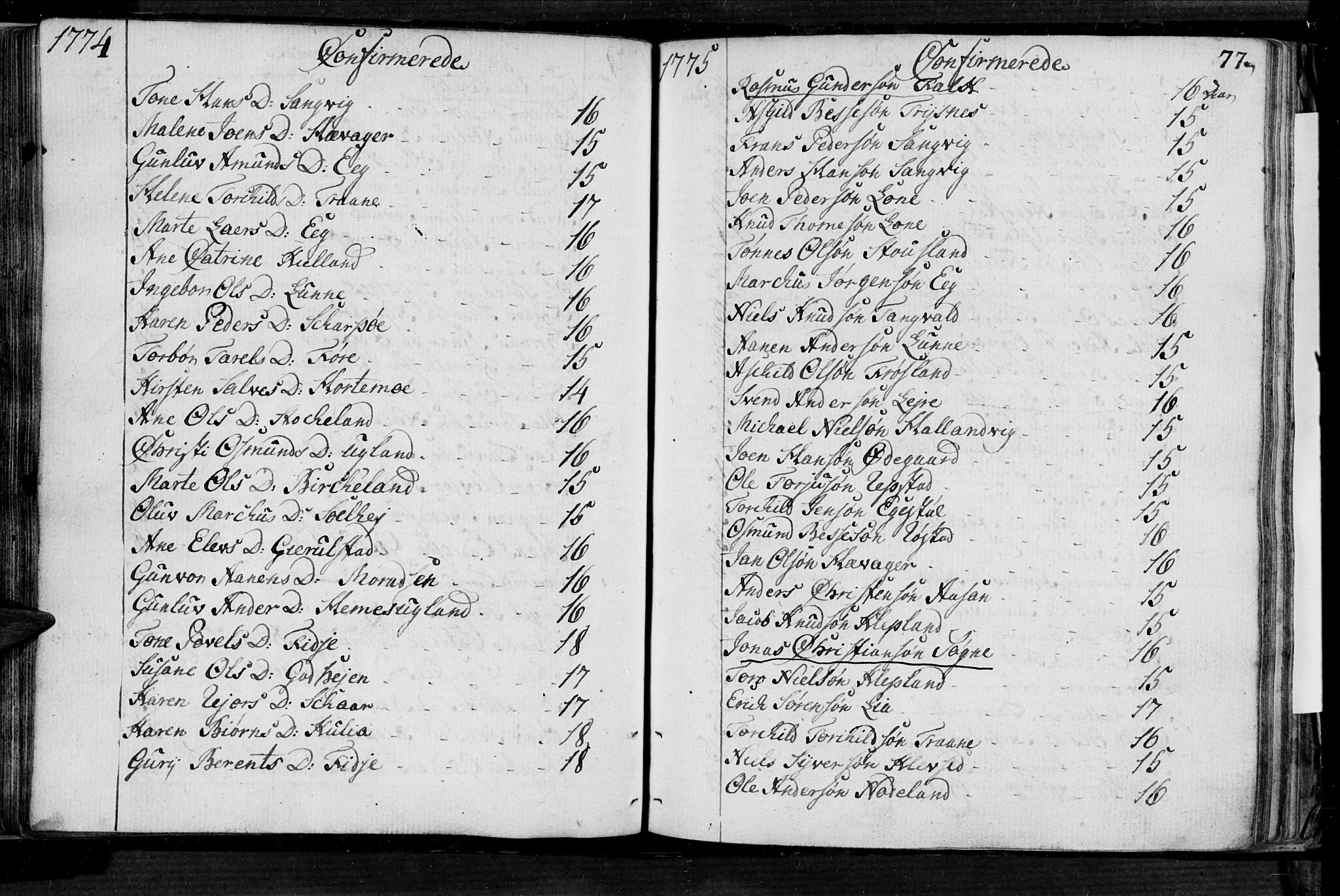 Søgne sokneprestkontor, SAK/1111-0037/F/Fa/Fab/L0004: Parish register (official) no. A 4, 1770-1822, p. 76-77