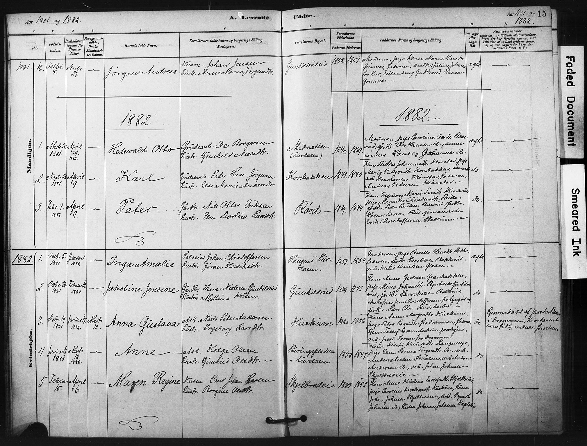 Fiskum kirkebøker, AV/SAKO-A-15/F/Fa/L0002: Parish register (official) no. 2, 1878-1890, p. 15