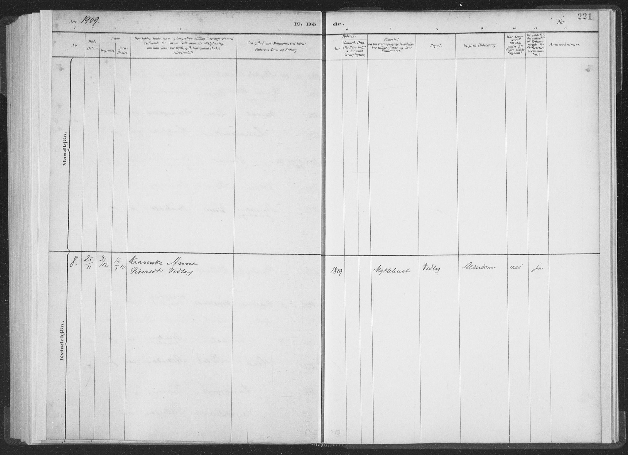 Ministerialprotokoller, klokkerbøker og fødselsregistre - Møre og Romsdal, AV/SAT-A-1454/502/L0025: Parish register (official) no. 502A03, 1885-1909, p. 221