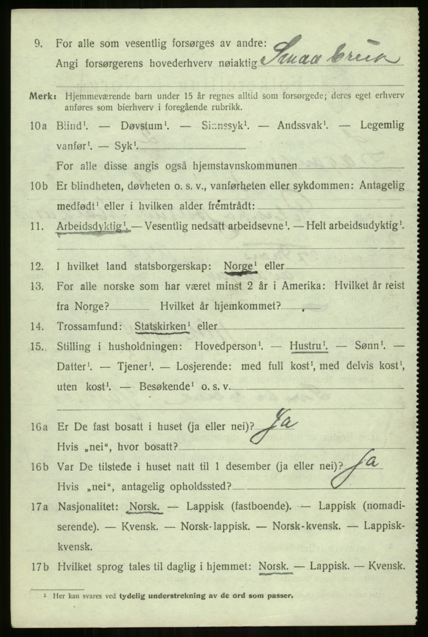 SATØ, 1920 census for Lavangen, 1920, p. 1350