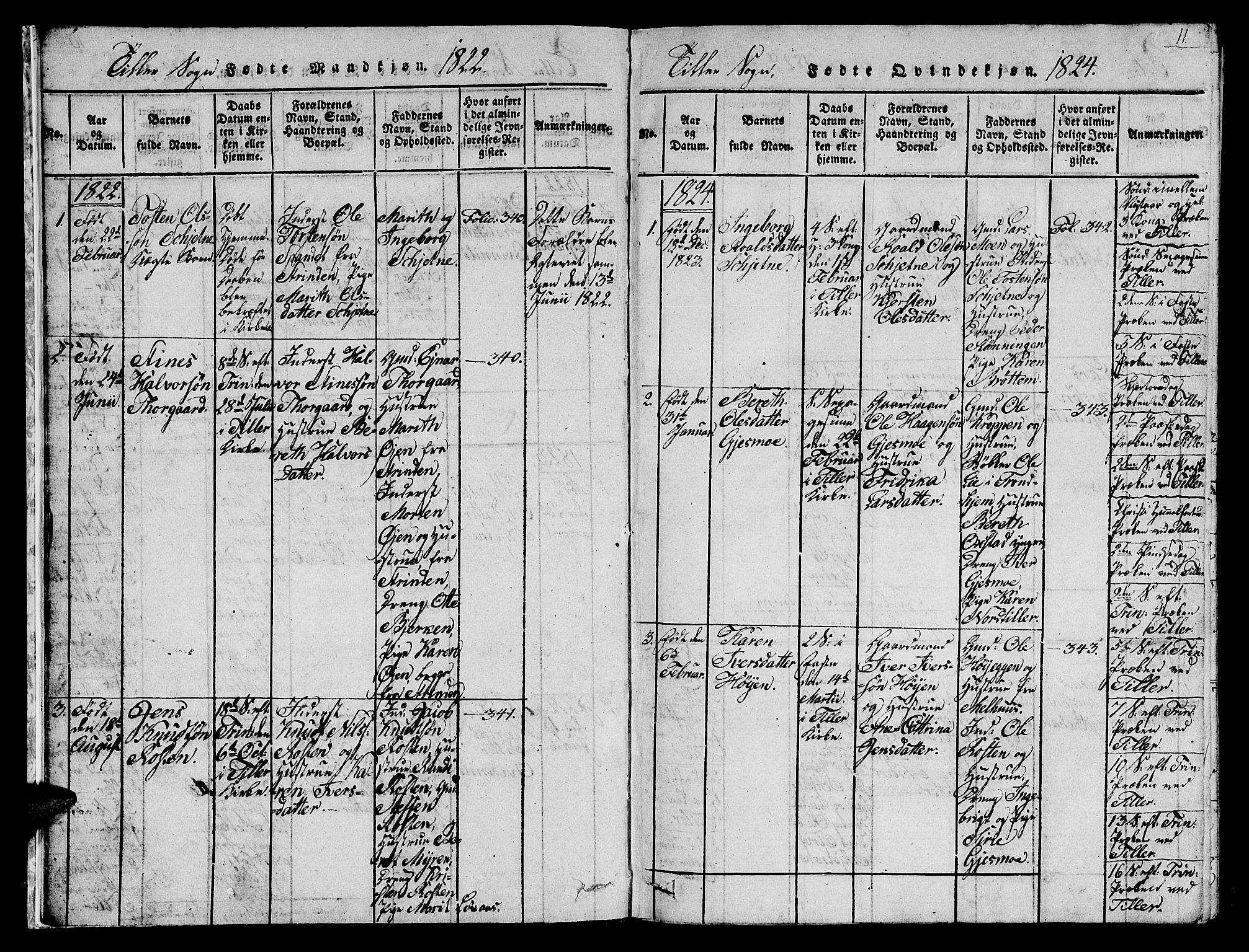 Ministerialprotokoller, klokkerbøker og fødselsregistre - Sør-Trøndelag, SAT/A-1456/621/L0458: Parish register (copy) no. 621C01, 1816-1865, p. 11