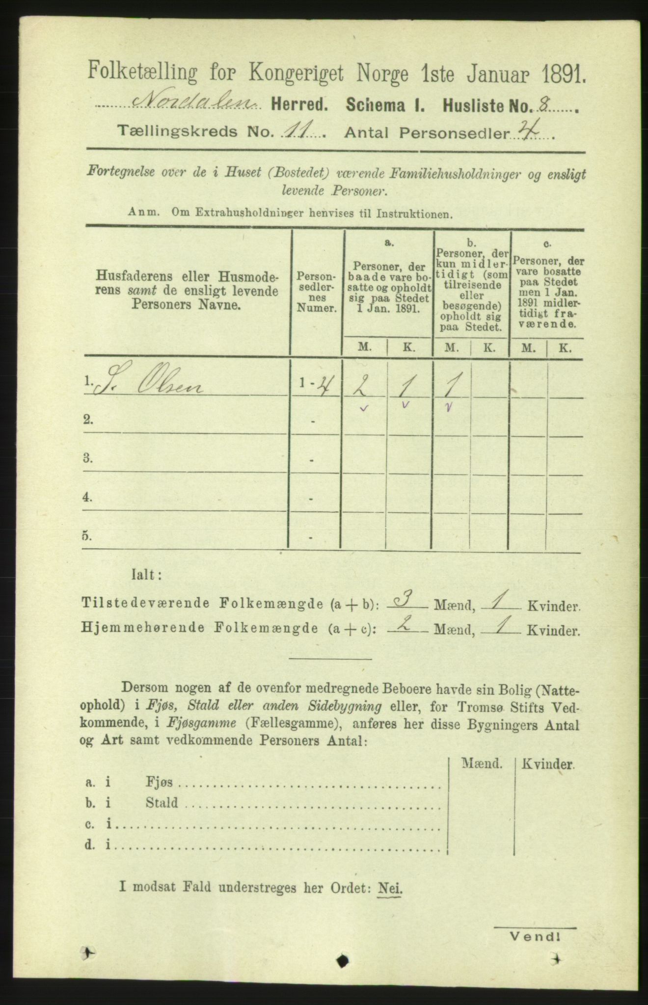 RA, 1891 census for 1524 Norddal, 1891, p. 2486