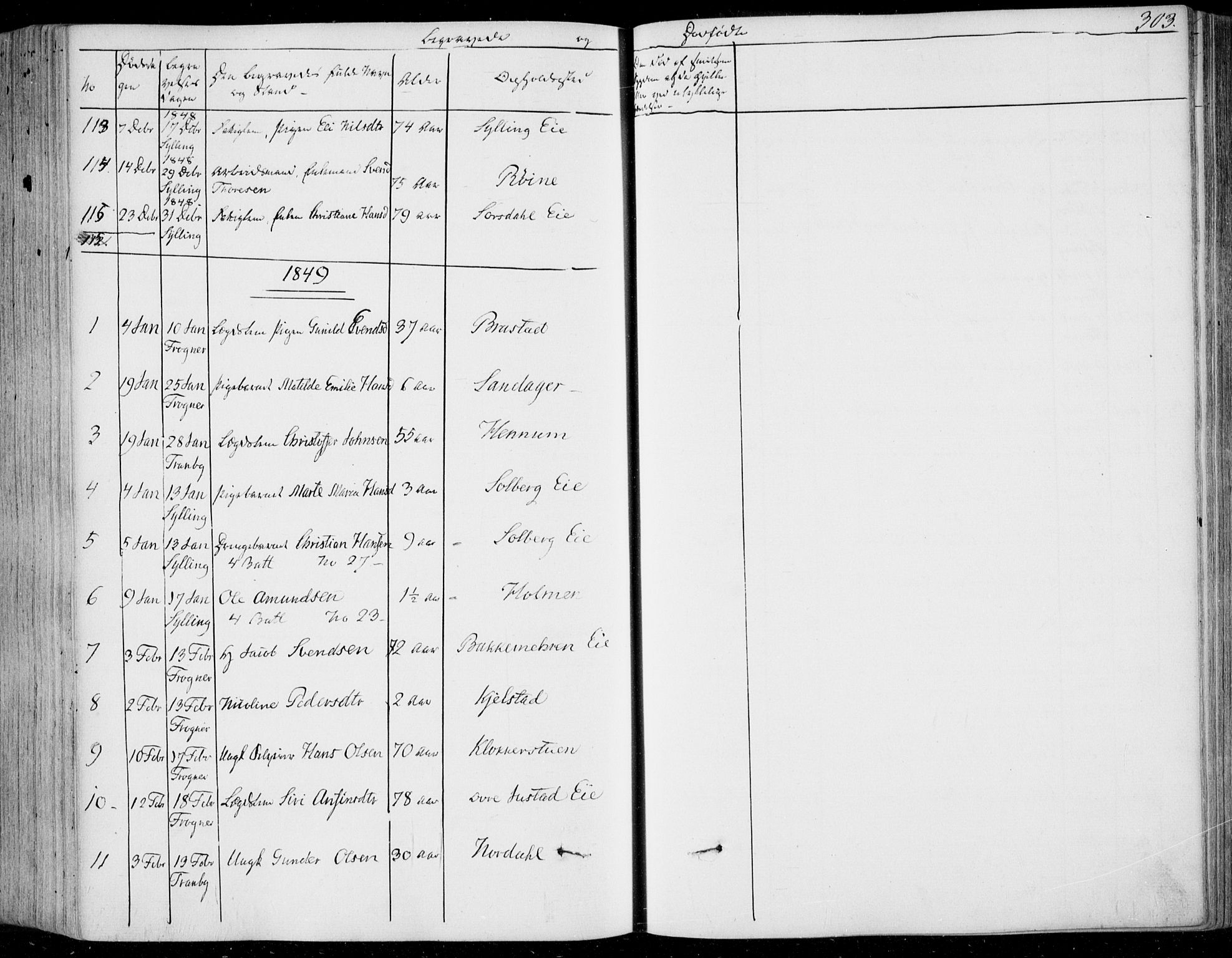 Lier kirkebøker, SAKO/A-230/F/Fa/L0011: Parish register (official) no. I 11, 1843-1854, p. 303