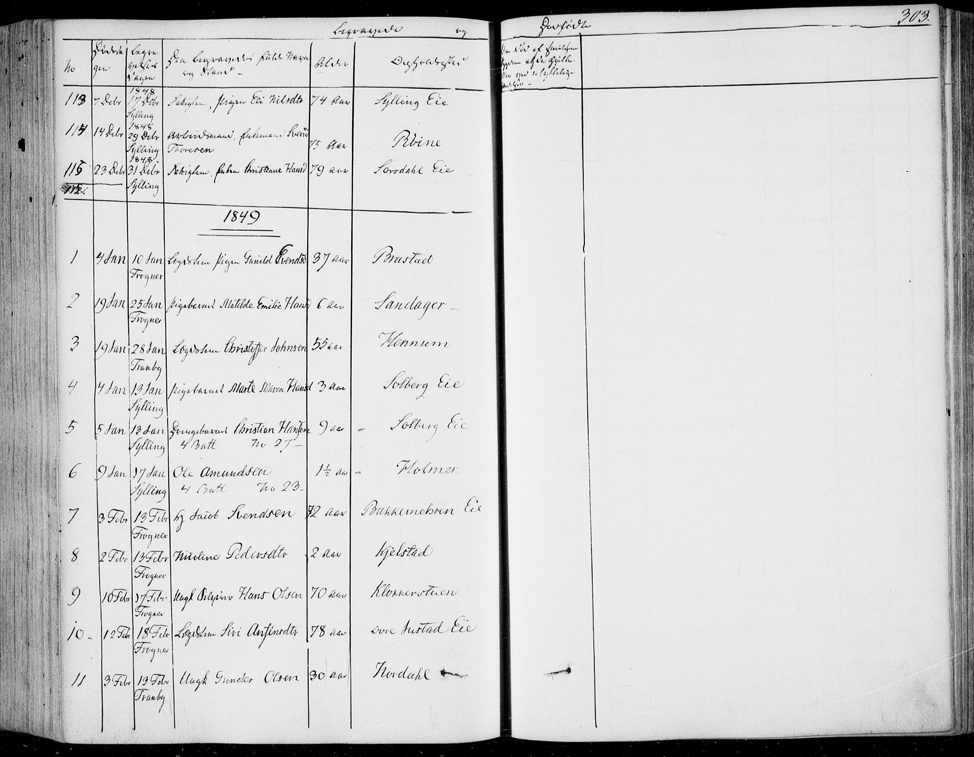 Lier kirkebøker, AV/SAKO-A-230/F/Fa/L0011: Parish register (official) no. I 11, 1843-1854, p. 303