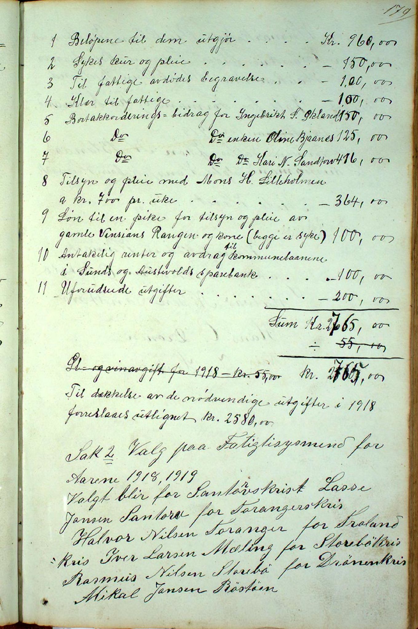 Austevoll kommune. Fattigstyret, IKAH/1244-311/A/Aa/L0001a: Møtebok for Austevoll sokn fattigkommisjon , 1846-1922, p. 179a