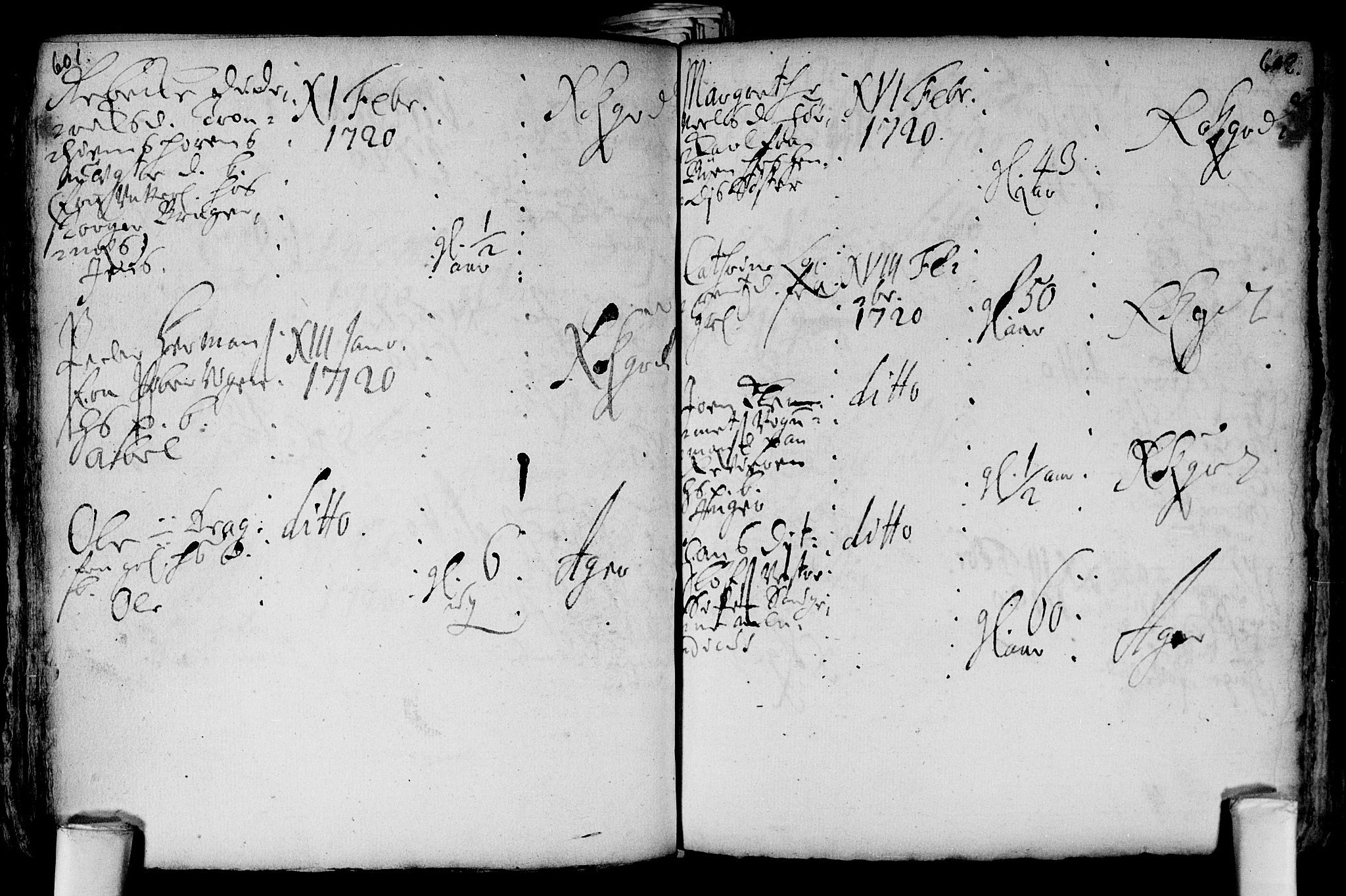 Aker prestekontor kirkebøker, AV/SAO-A-10861/F/L0002: Parish register (official) no. 2, 1714-1720, p. 601-602