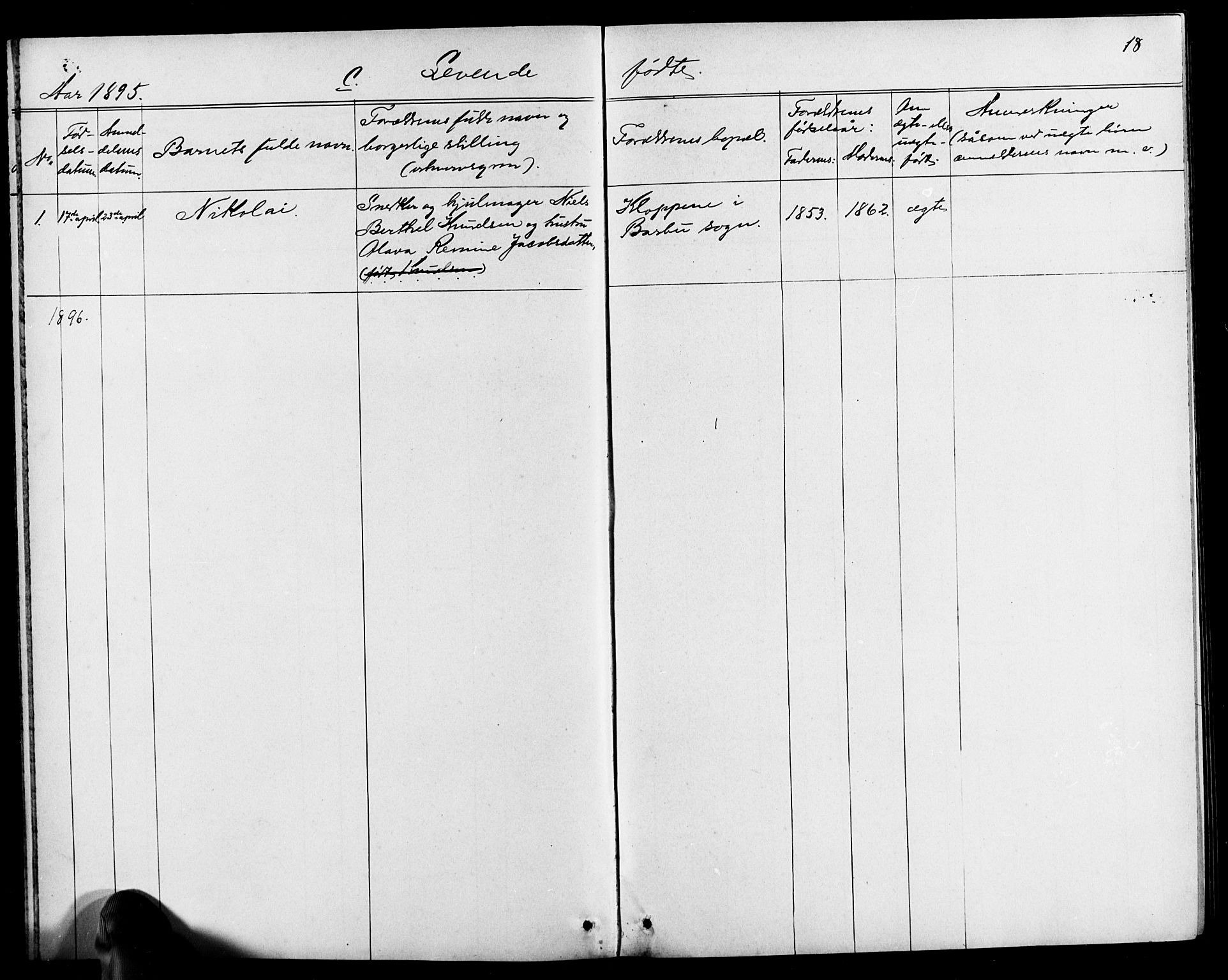 Baptistmenigheten i Tvedestrand, SAK/1292-0004/F/Fa/L0002: Dissenter register no. F 1, 1892-1895, p. 18