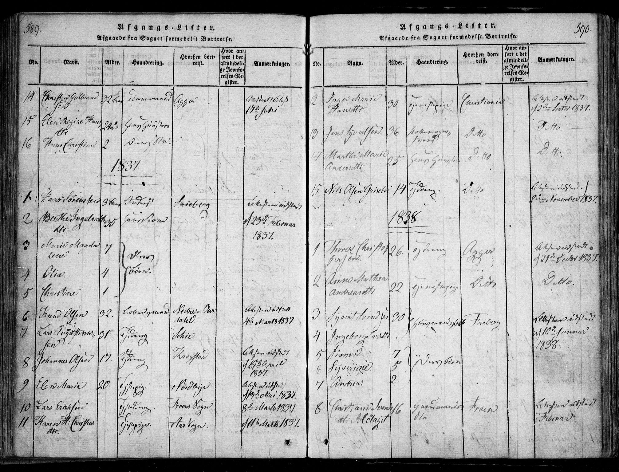 Nesodden prestekontor Kirkebøker, SAO/A-10013/F/Fa/L0006: Parish register (official) no. I 6, 1814-1847, p. 589-590