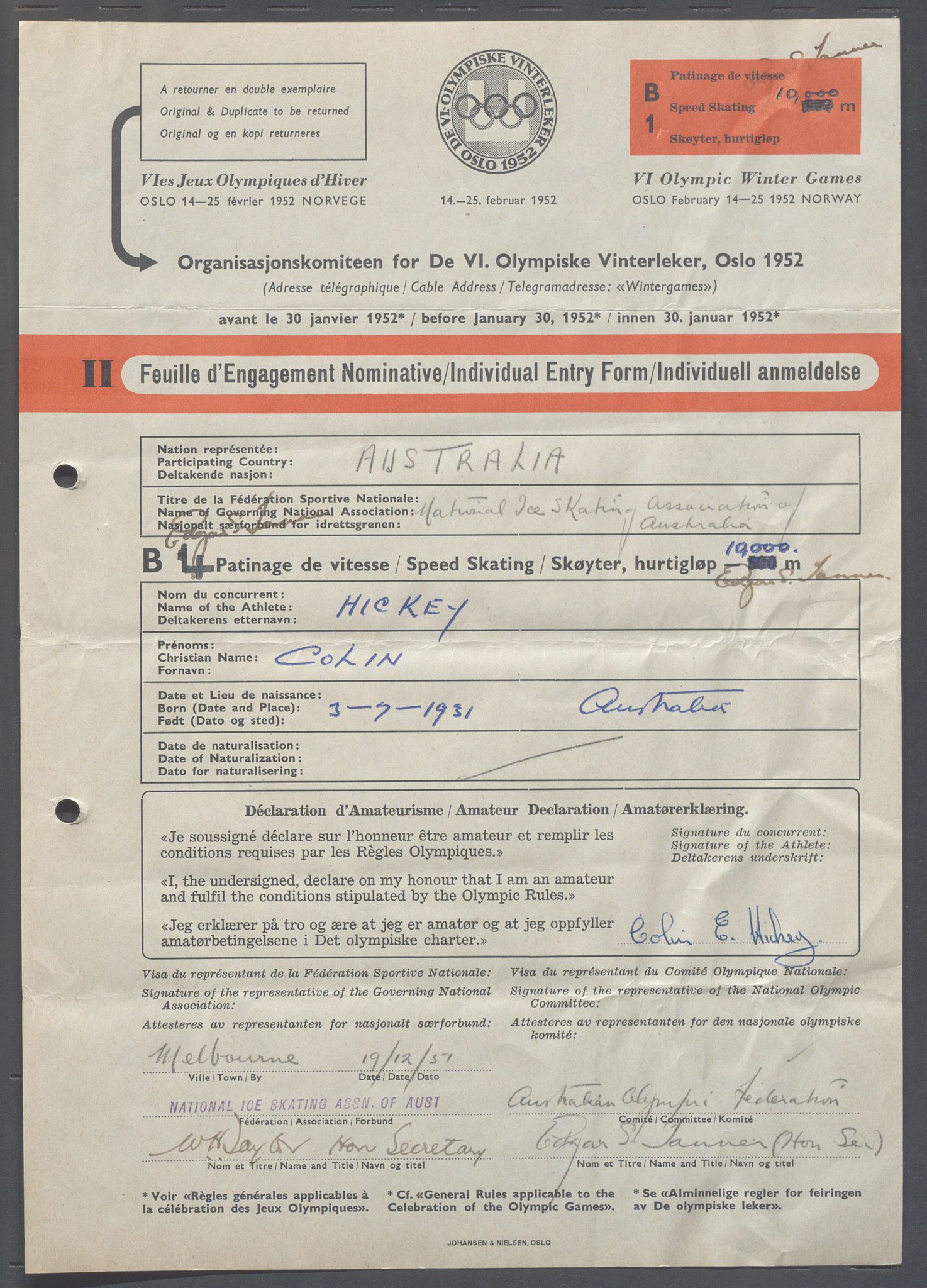 Organisasjonskomiteen for de VI. olympiske vinterleker, OBA/A-20130/H/Ha, 1951-1952, p. 1209