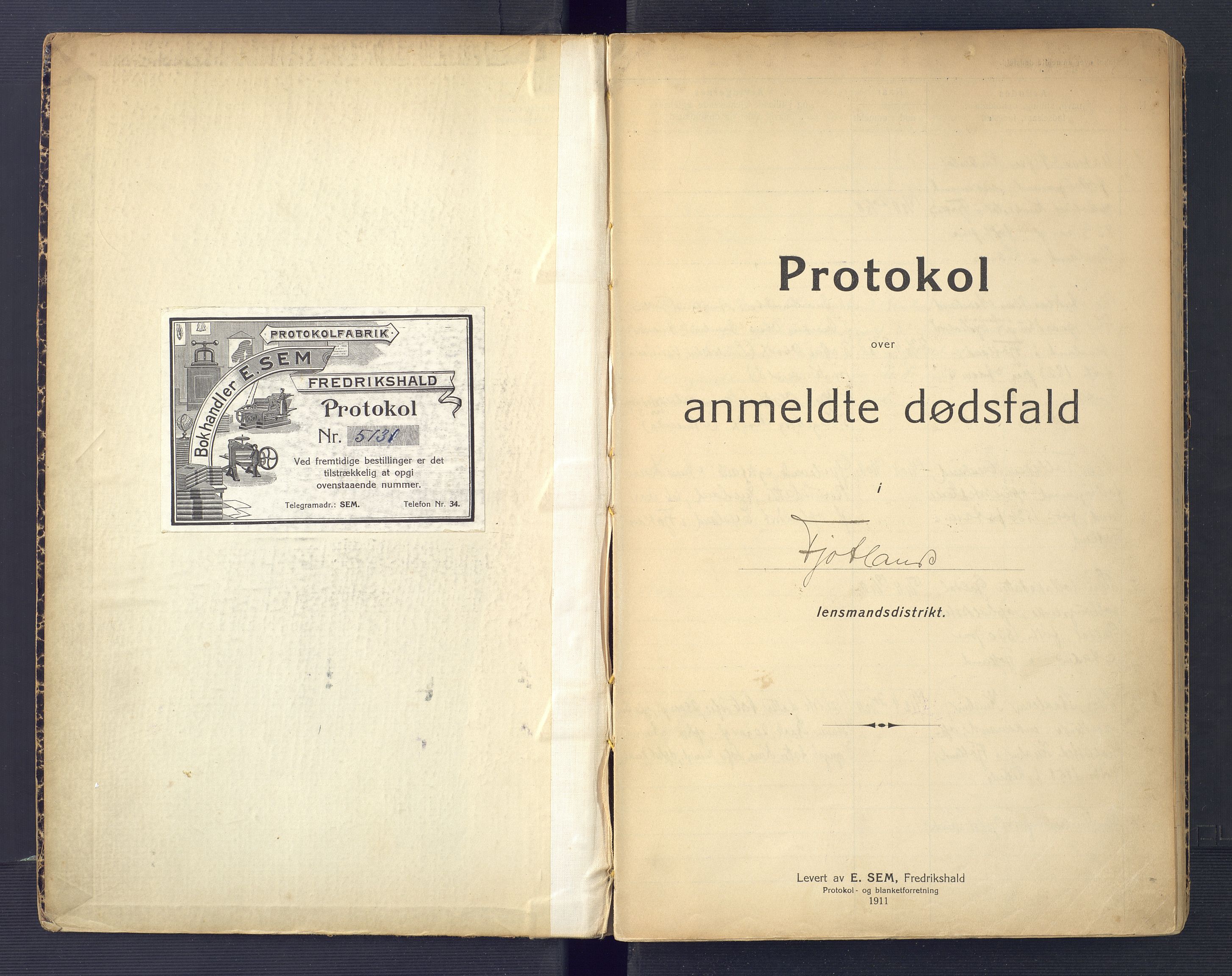 Fjotland lensmannskontor, AV/SAK-1241-0012/F/Fe/L0002: Dødsfallsprotokoll nr 73, 1911-1950