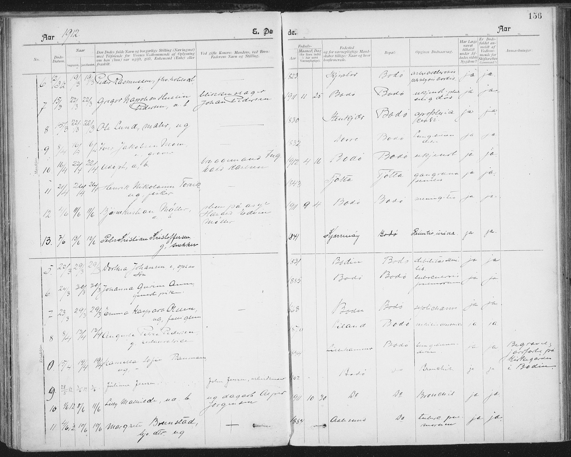 Ministerialprotokoller, klokkerbøker og fødselsregistre - Nordland, SAT/A-1459/801/L0012: Parish register (official) no. 801A12, 1900-1916, p. 156