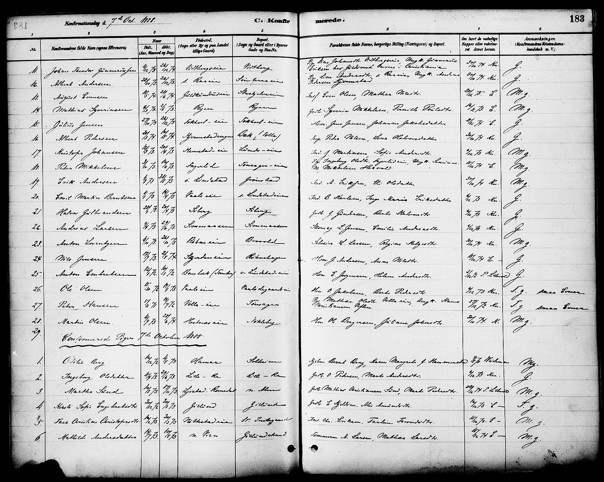 Stange prestekontor, AV/SAH-PREST-002/K/L0017: Parish register (official) no. 17, 1880-1893, p. 183