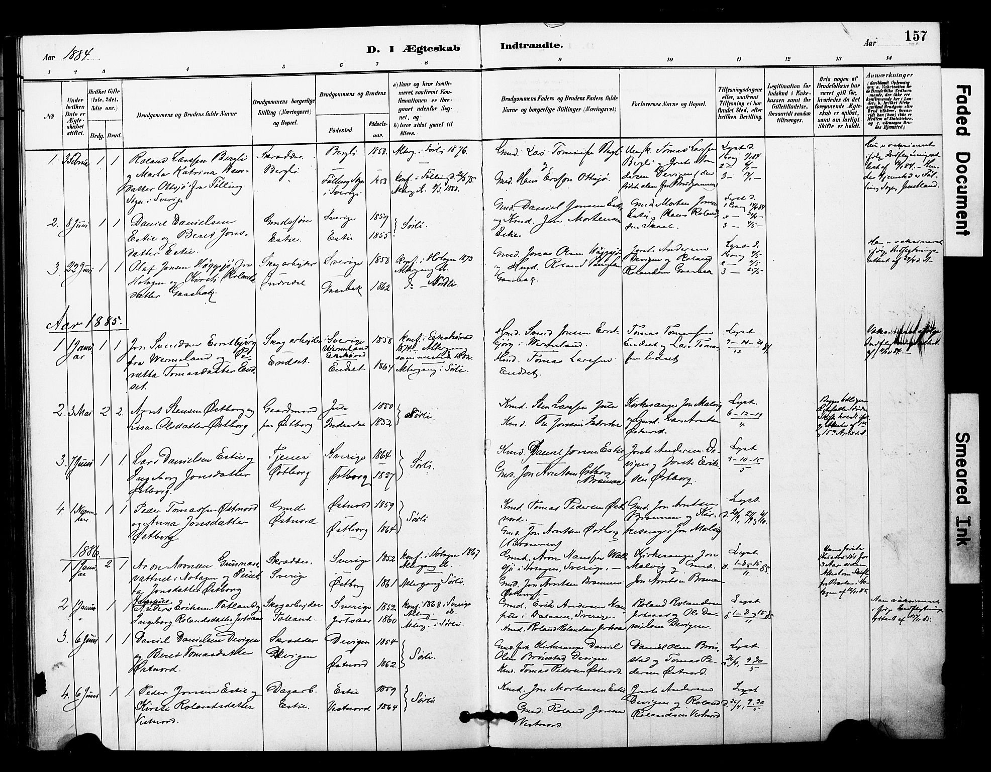 Ministerialprotokoller, klokkerbøker og fødselsregistre - Nord-Trøndelag, SAT/A-1458/757/L0505: Parish register (official) no. 757A01, 1882-1904, p. 157