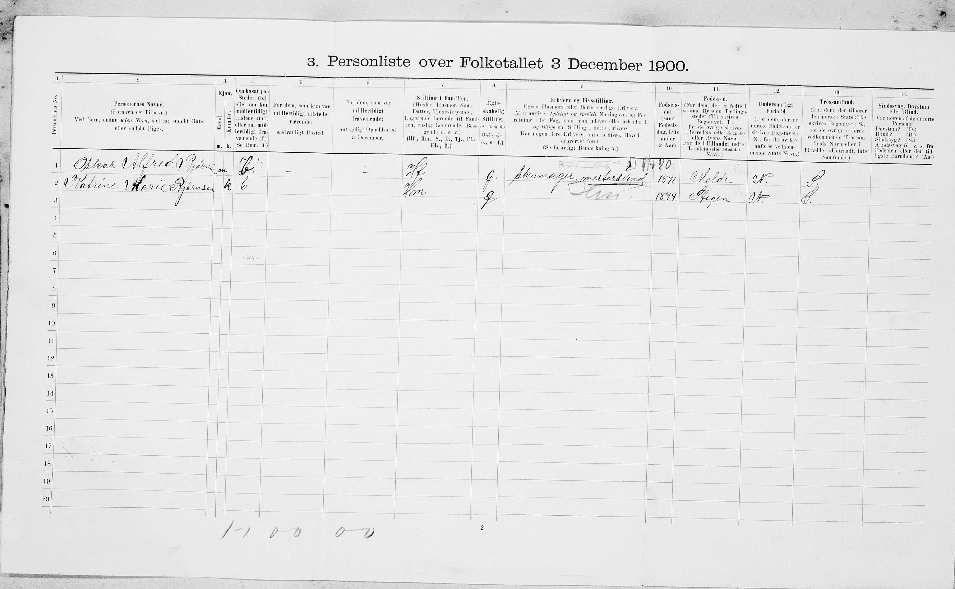 SAT, 1900 census for Bodø, 1900, p. 738