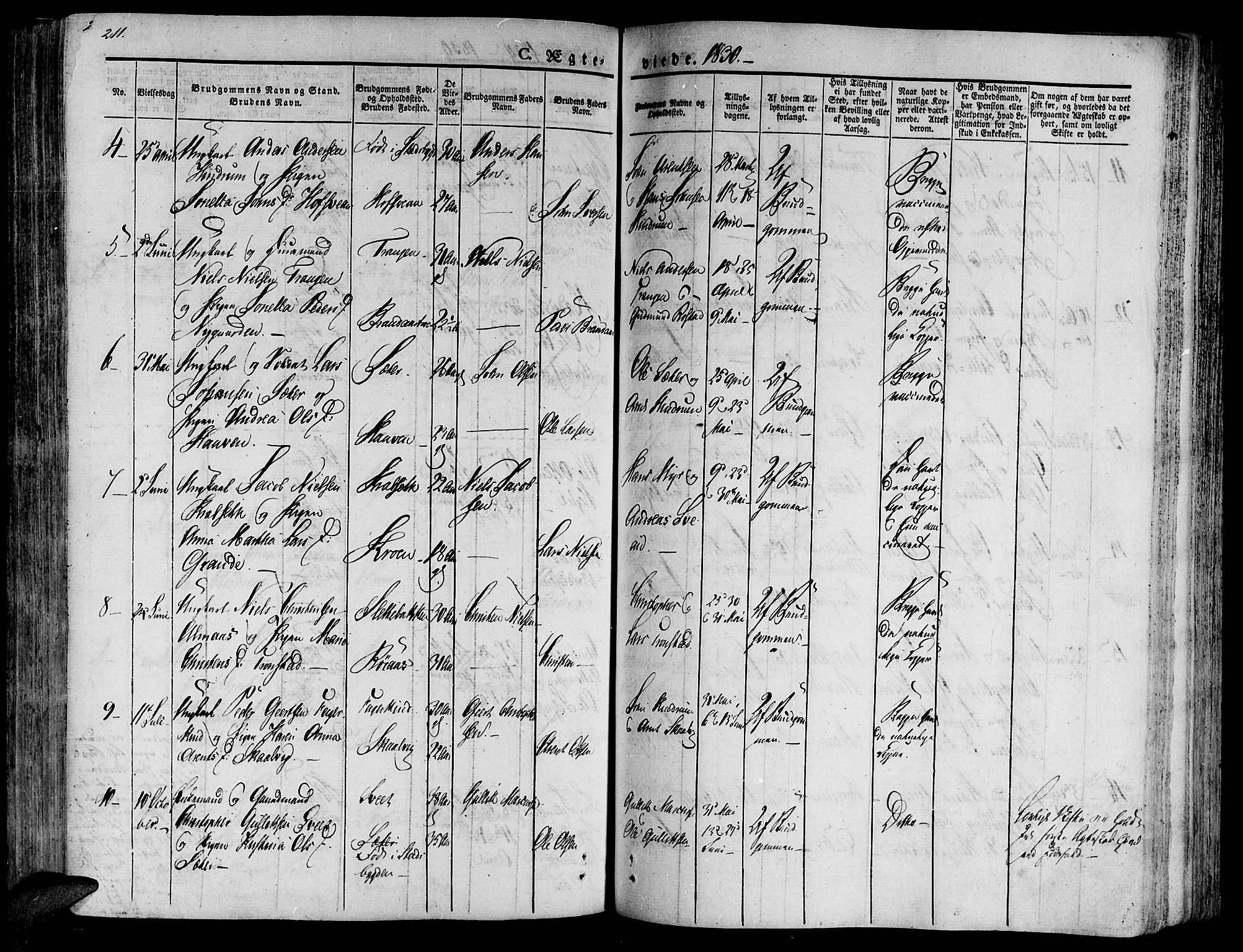 Ministerialprotokoller, klokkerbøker og fødselsregistre - Nord-Trøndelag, SAT/A-1458/701/L0006: Parish register (official) no. 701A06, 1825-1841, p. 211