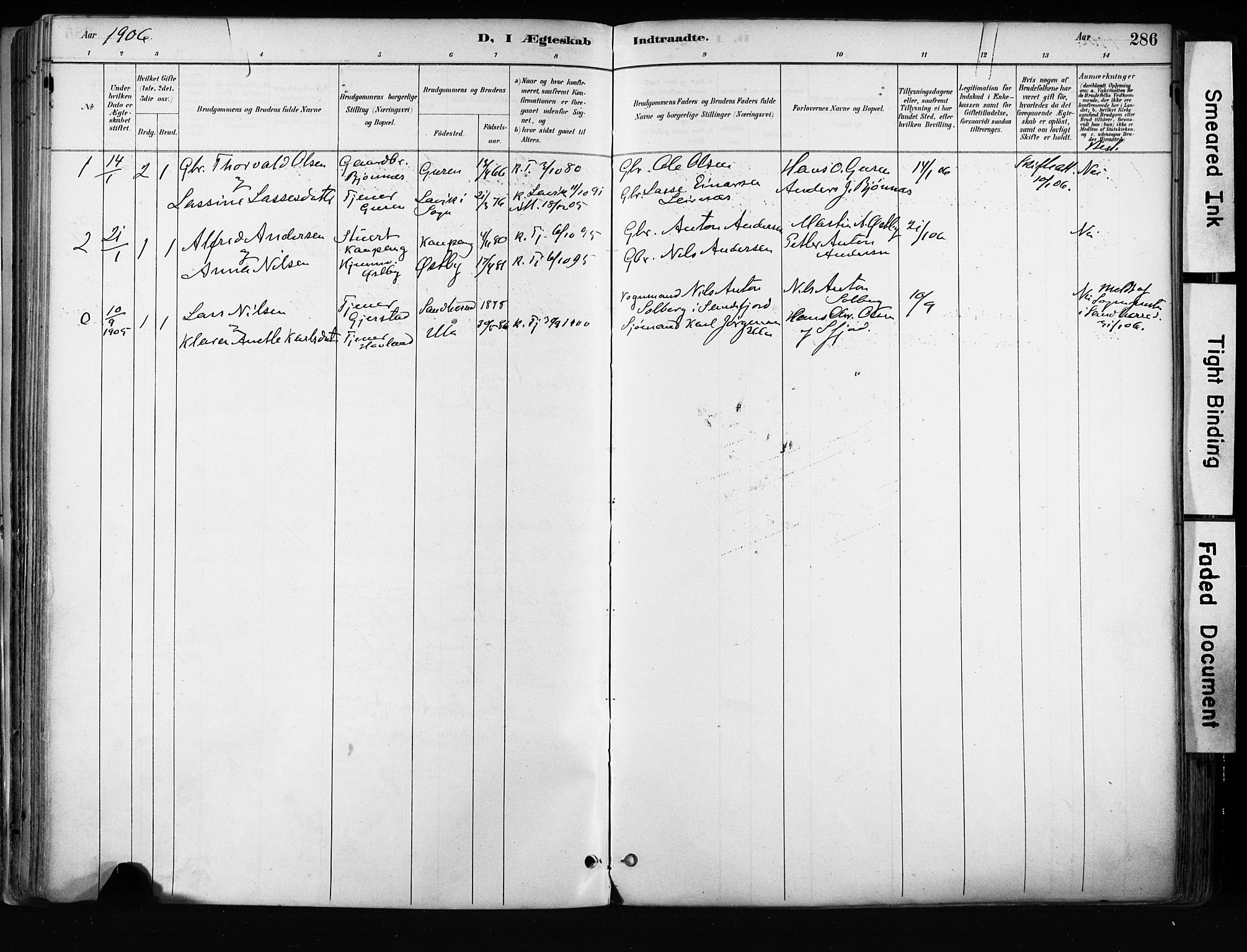 Tjølling kirkebøker, AV/SAKO-A-60/F/Fa/L0009: Parish register (official) no. 9, 1887-1905, p. 286