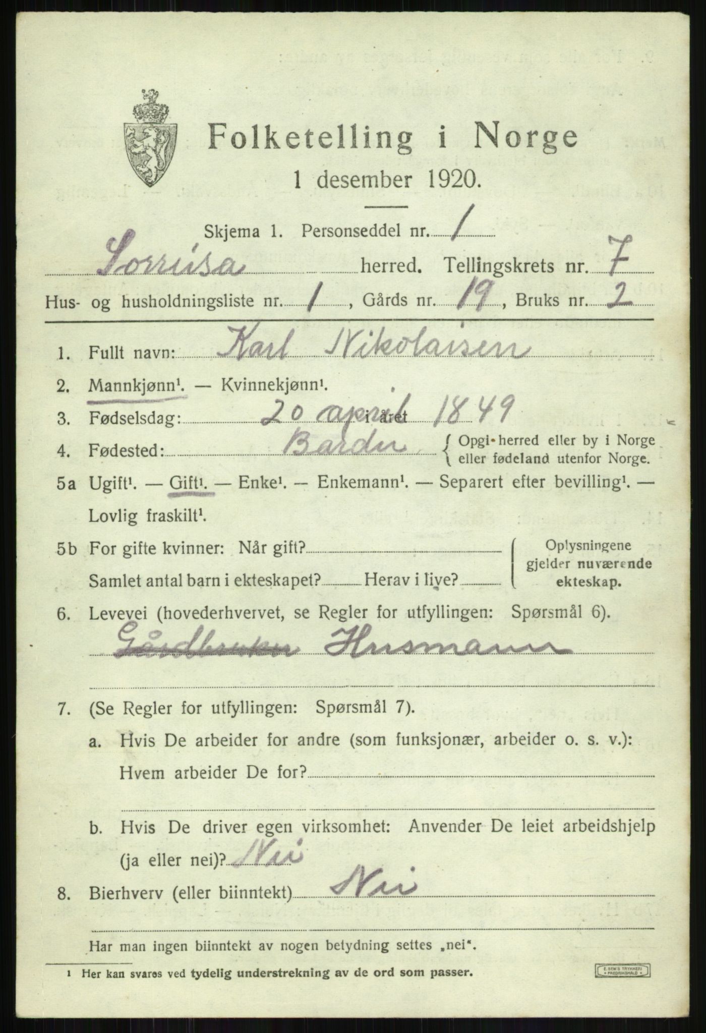 SATØ, 1920 census for Sørreisa, 1920, p. 3349