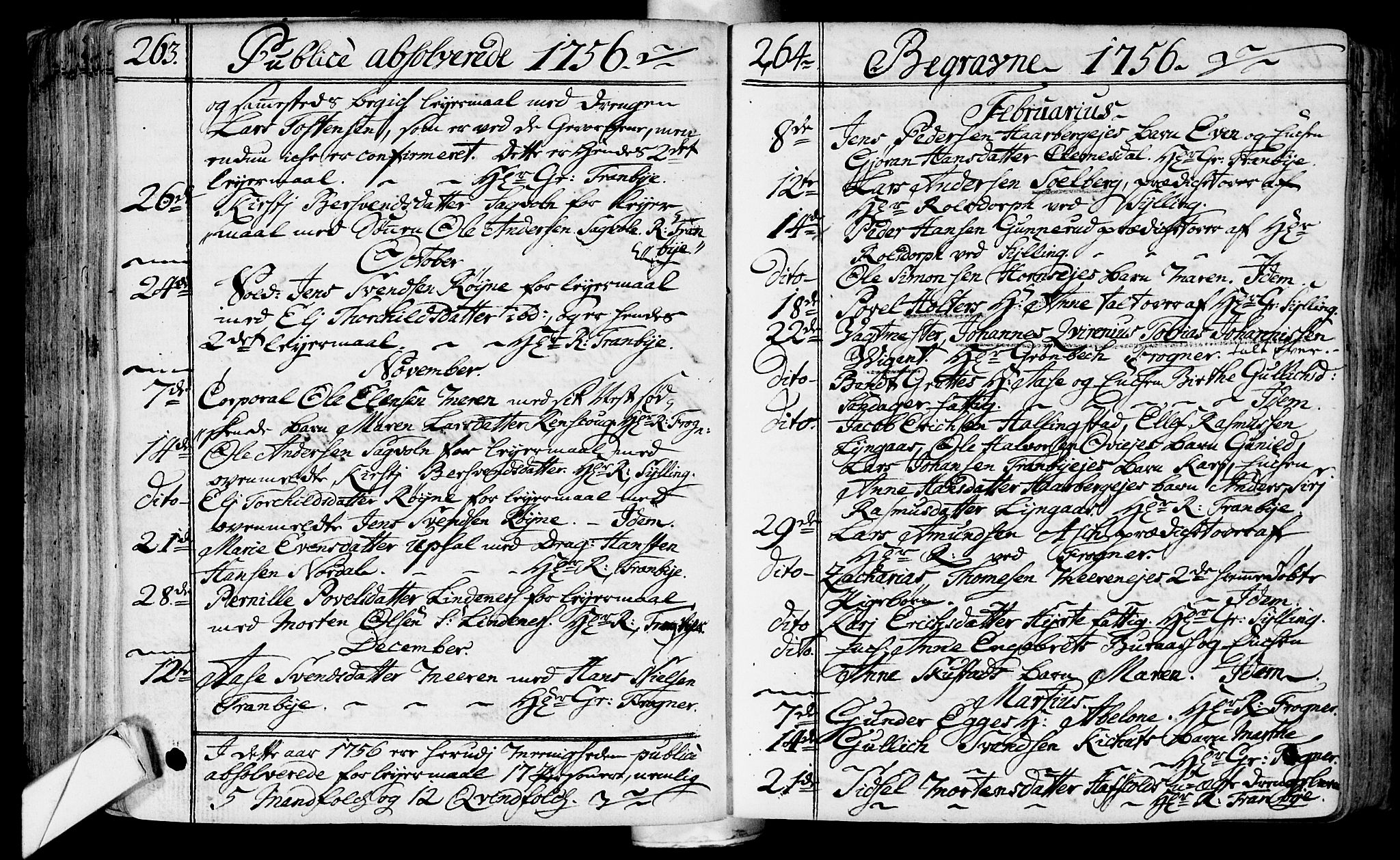 Lier kirkebøker, AV/SAKO-A-230/F/Fa/L0004: Parish register (official) no. I 4, 1749-1764, p. 263-264