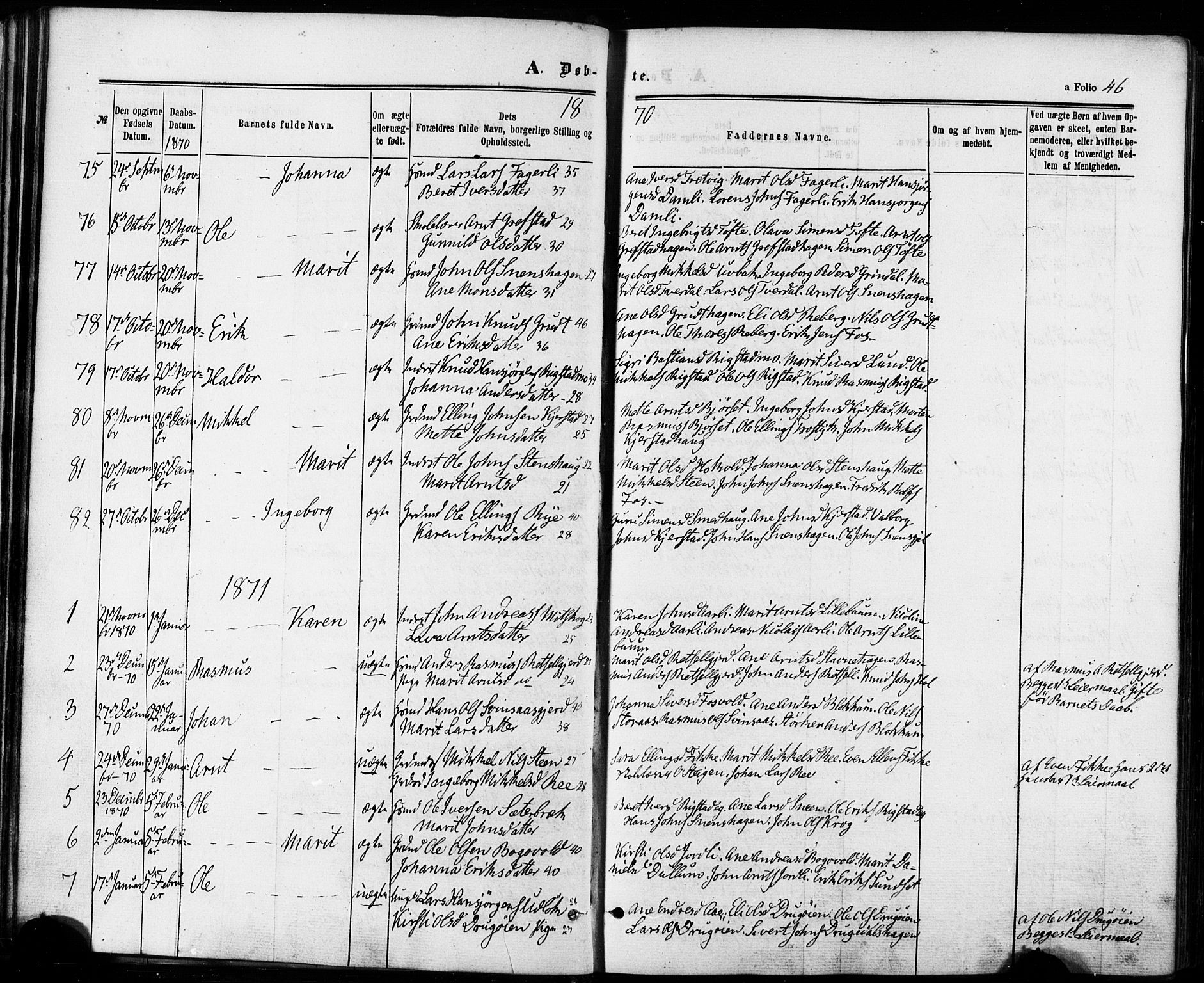 Ministerialprotokoller, klokkerbøker og fødselsregistre - Sør-Trøndelag, SAT/A-1456/672/L0856: Parish register (official) no. 672A08, 1861-1881, p. 46