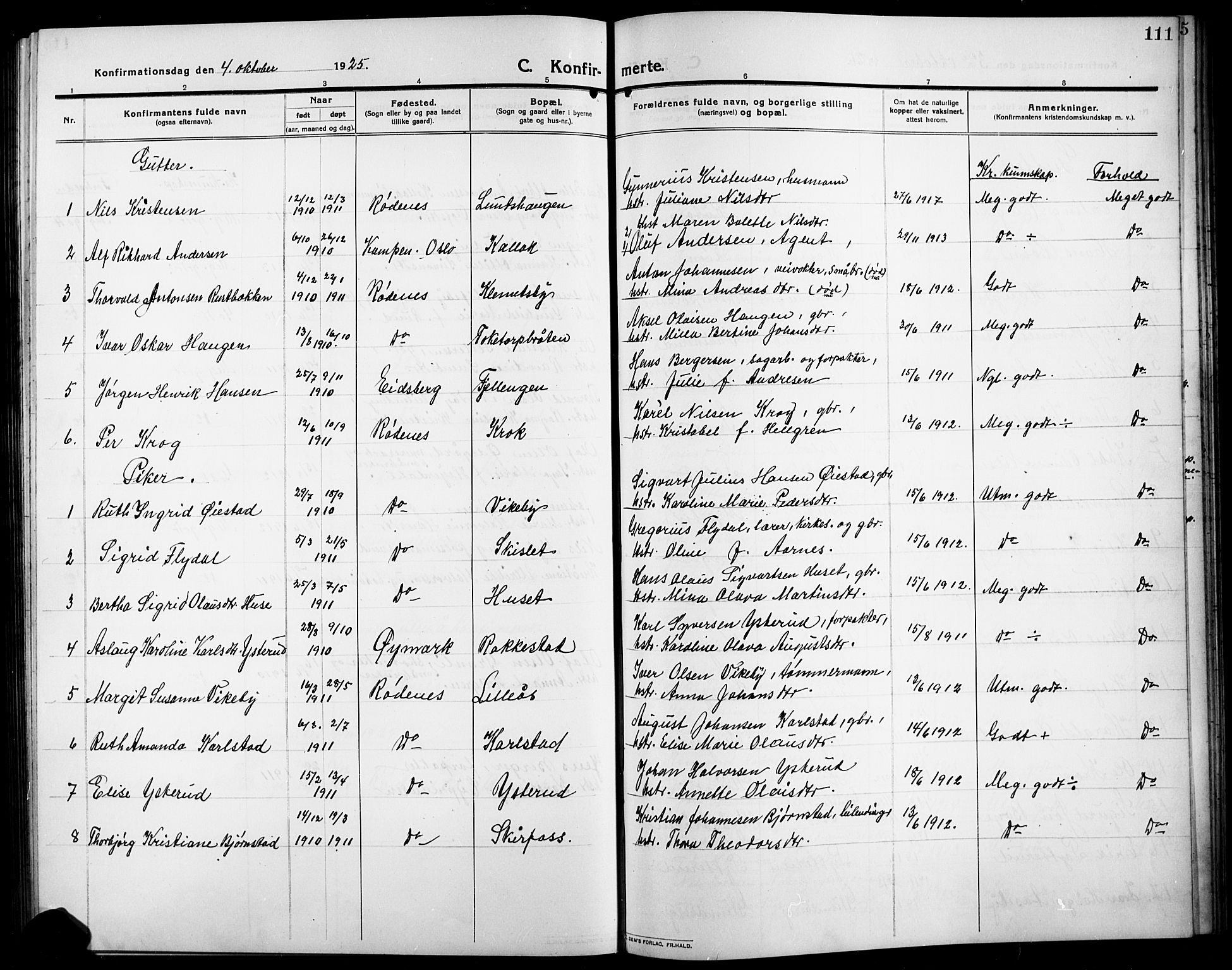 Rødenes prestekontor Kirkebøker, SAO/A-2005/G/Ga/L0003: Parish register (copy) no. I 3, 1911-1926, p. 111