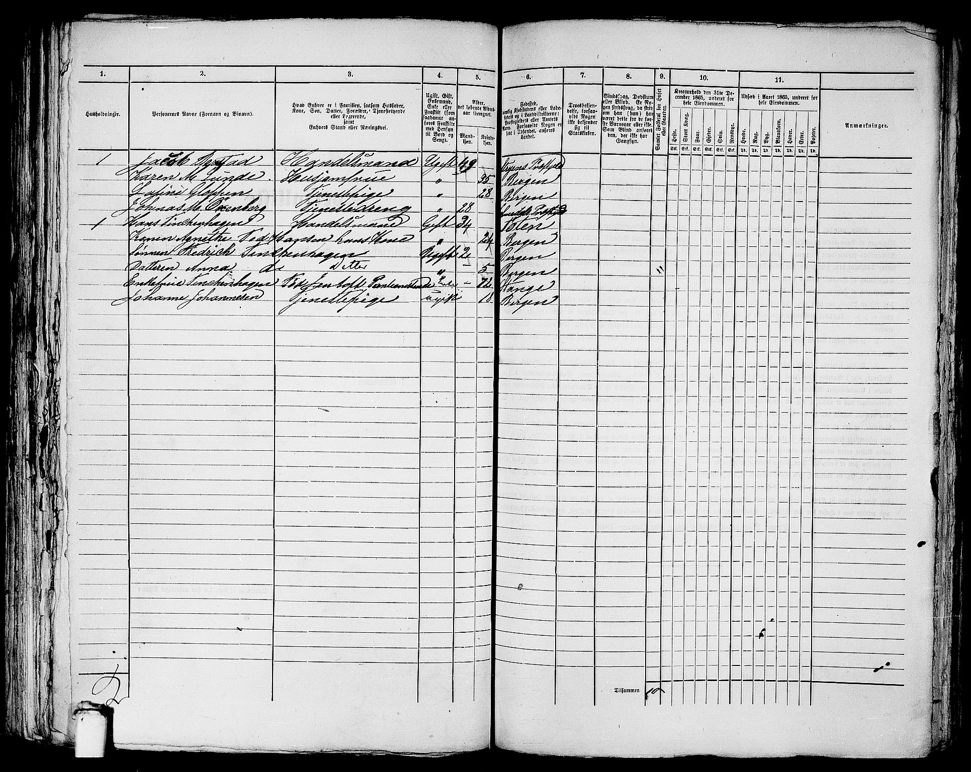 RA, 1865 census for Bergen, 1865, p. 1726