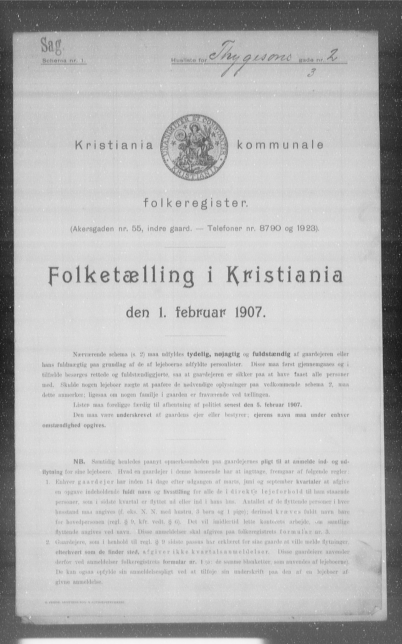 OBA, Municipal Census 1907 for Kristiania, 1907, p. 56585