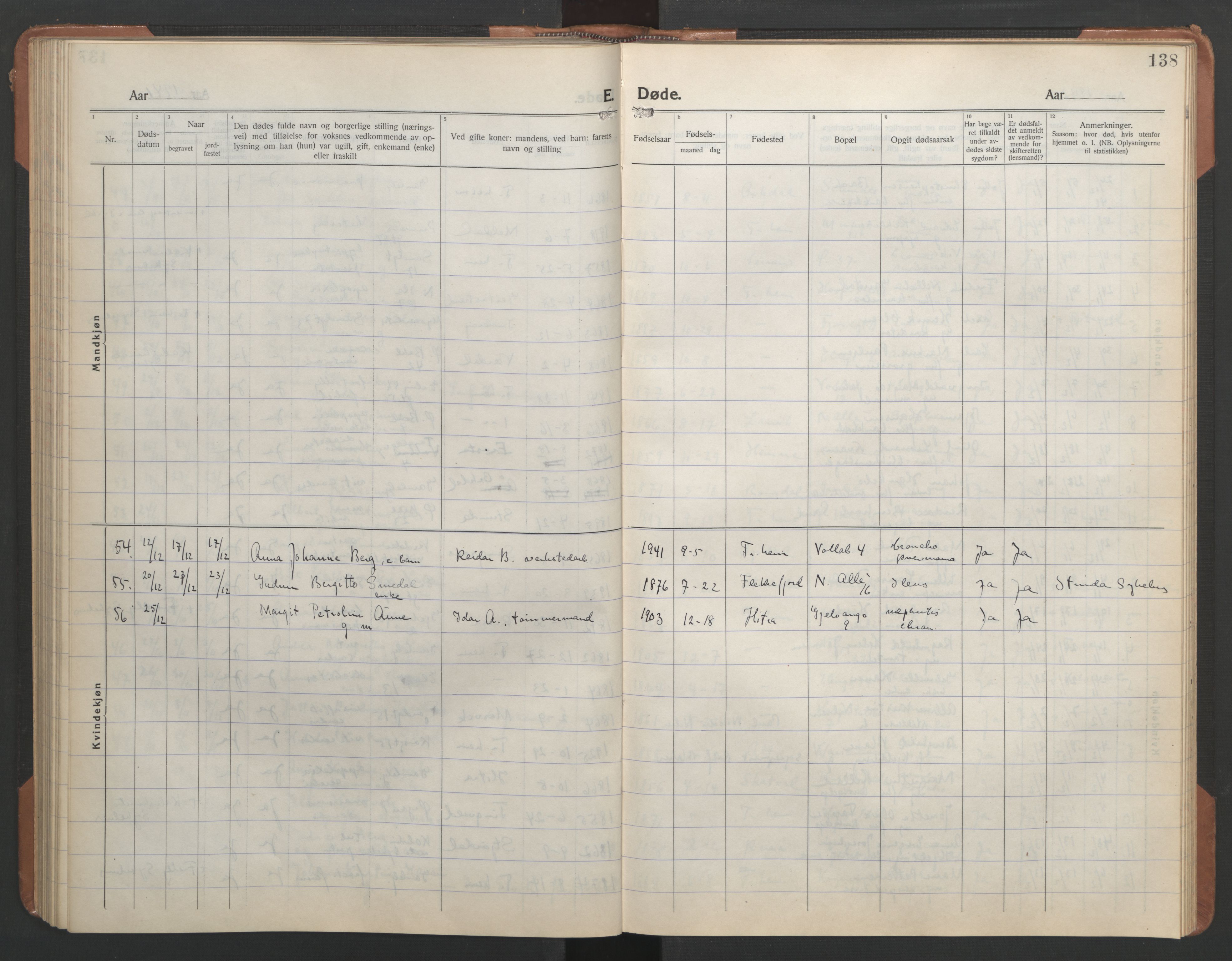 Ministerialprotokoller, klokkerbøker og fødselsregistre - Sør-Trøndelag, AV/SAT-A-1456/602/L0150: Parish register (copy) no. 602C18, 1922-1949, p. 138