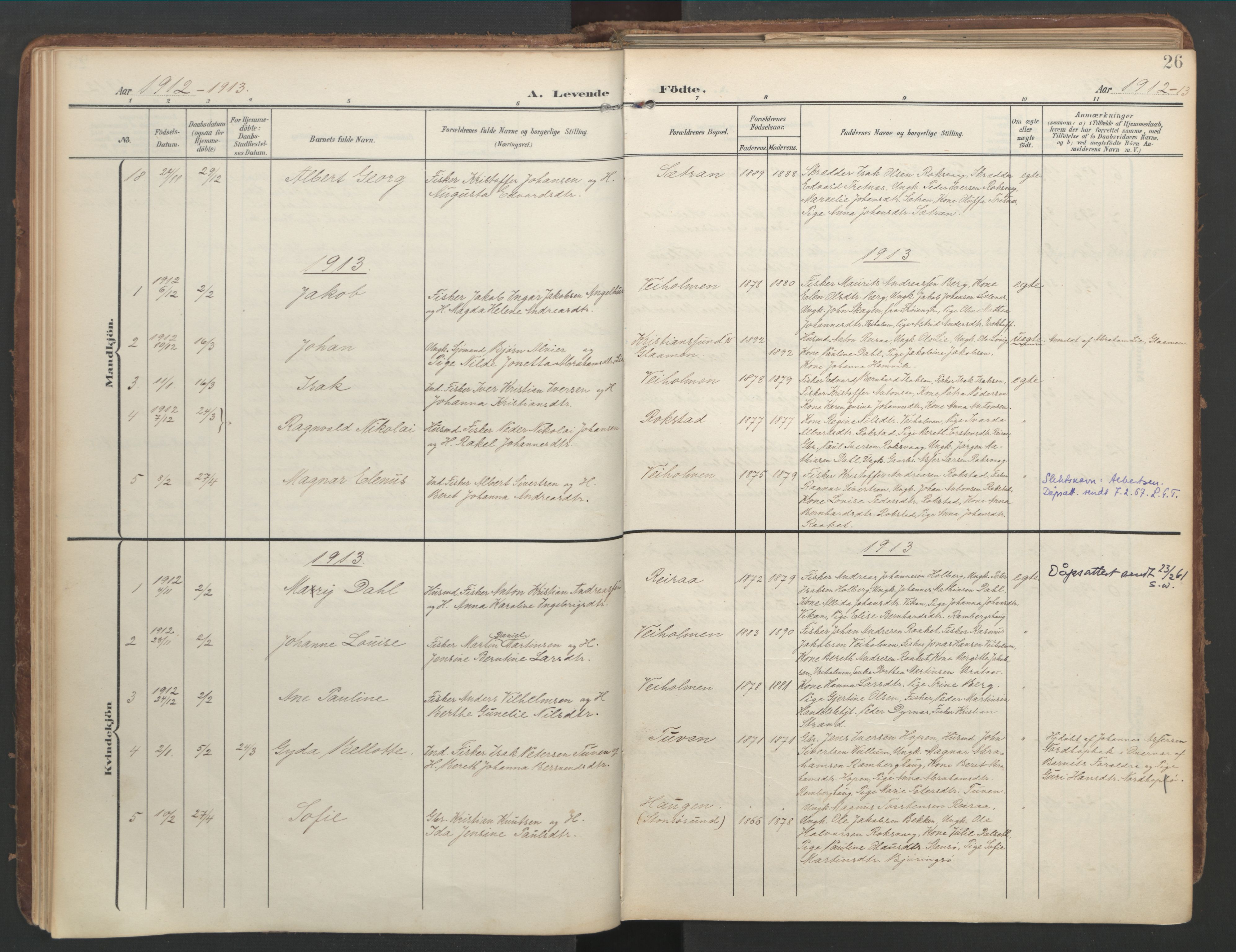 Ministerialprotokoller, klokkerbøker og fødselsregistre - Møre og Romsdal, SAT/A-1454/583/L0955: Parish register (official) no. 583A02, 1907-1926, p. 26