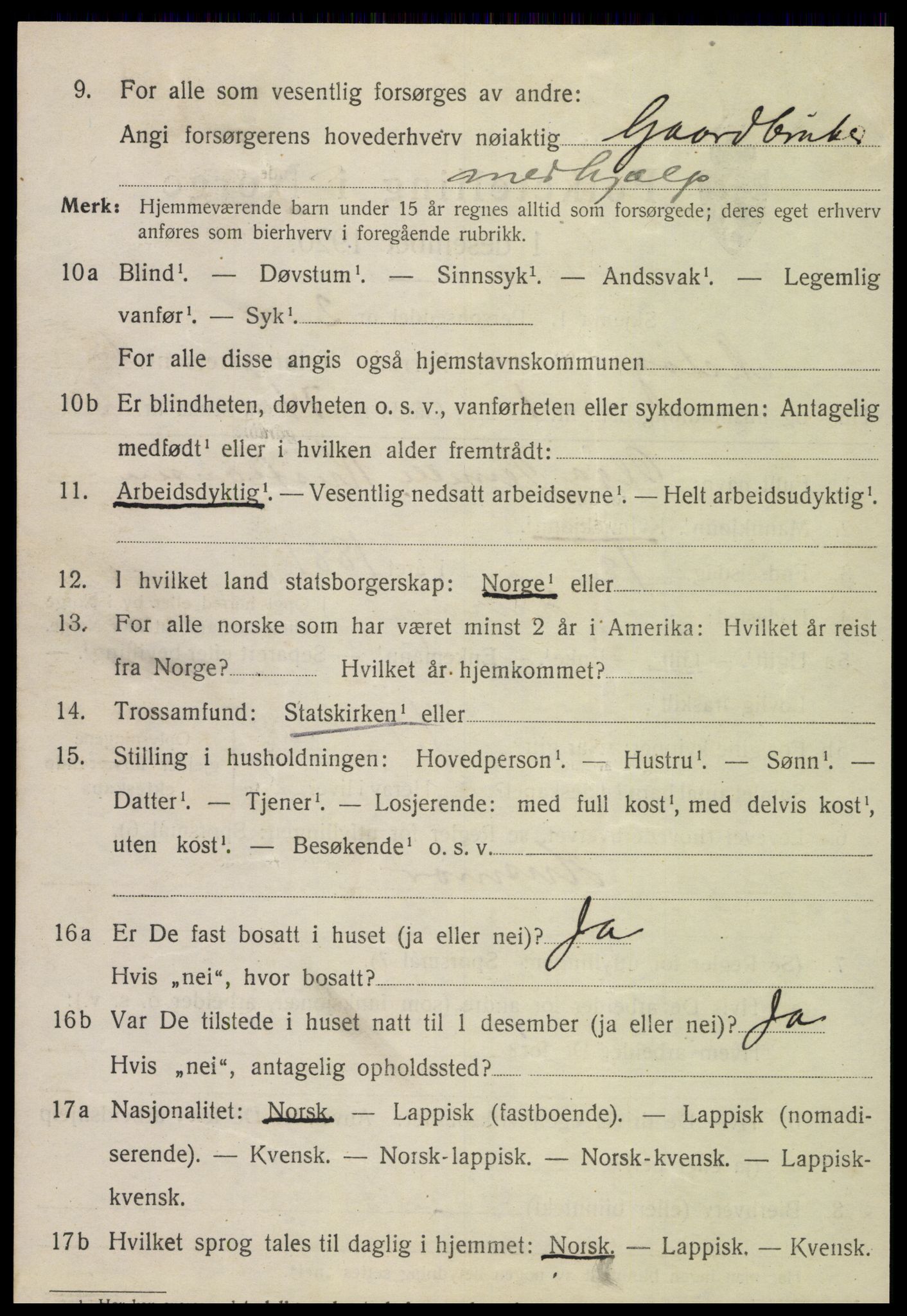 SAT, 1920 census for Meløy, 1920, p. 10054