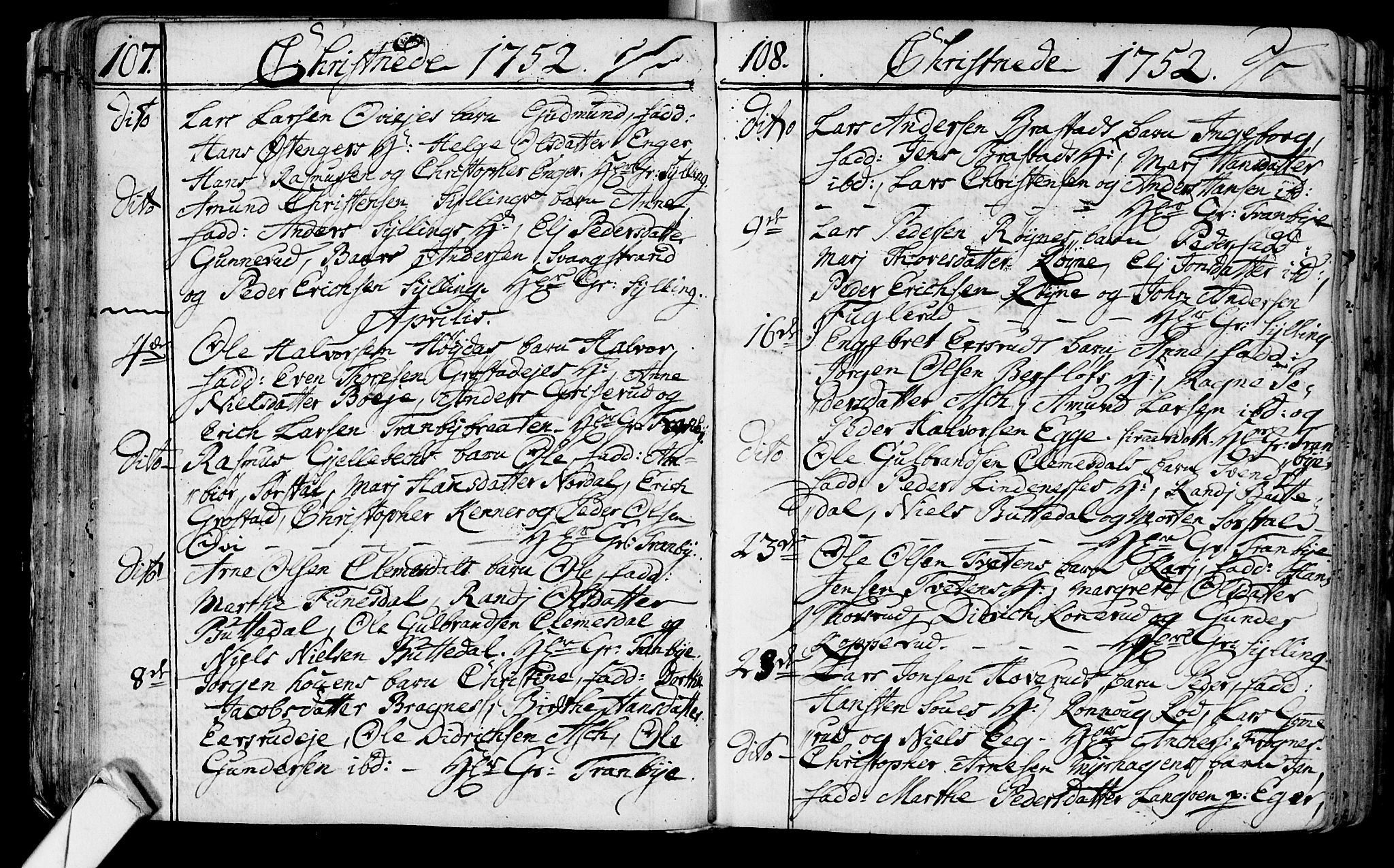 Lier kirkebøker, AV/SAKO-A-230/F/Fa/L0004: Parish register (official) no. I 4, 1749-1764, p. 107-108