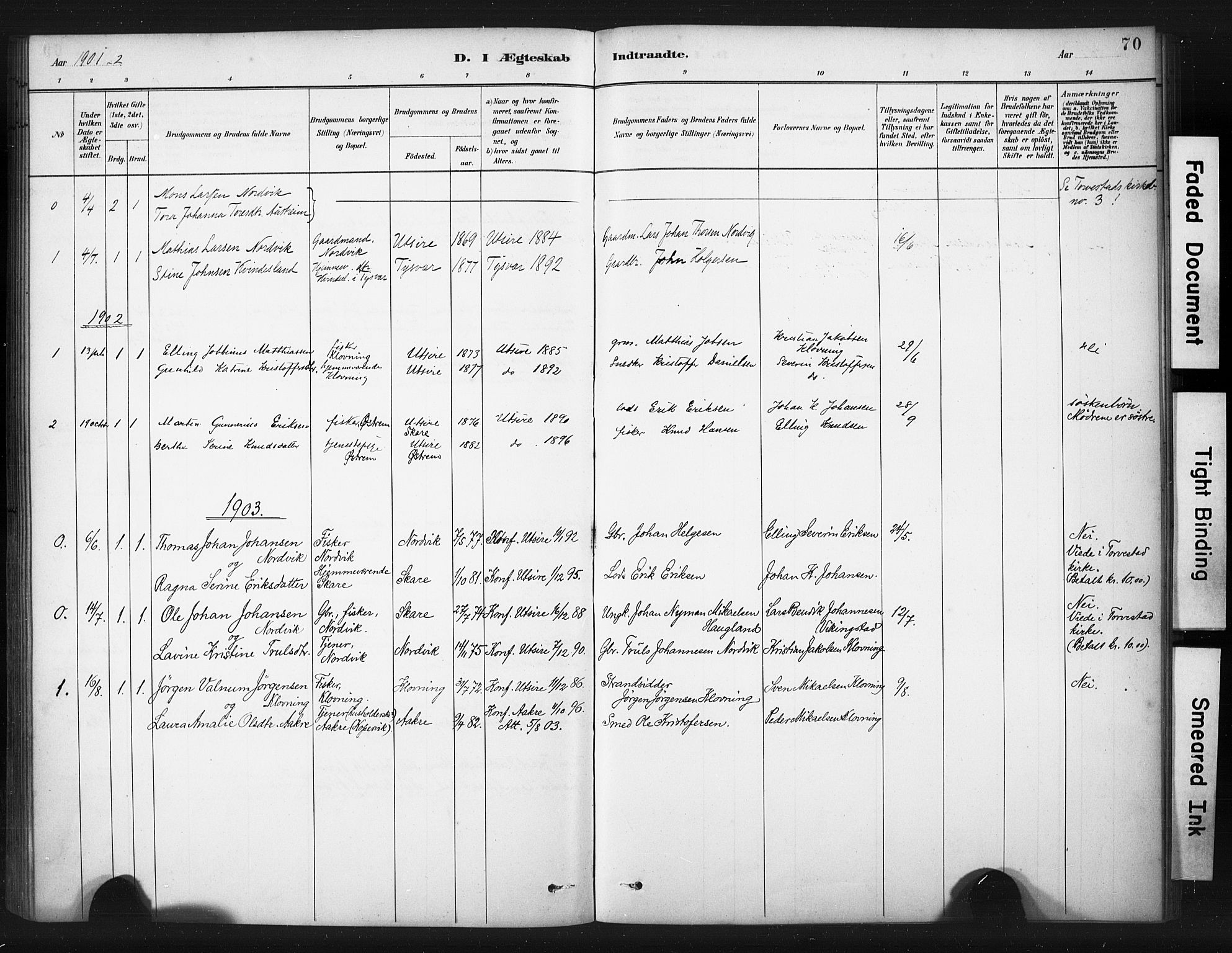 Torvastad sokneprestkontor, AV/SAST-A -101857/H/Ha/Haa/L0016: Parish register (official) no. A 15, 1883-1903, p. 70