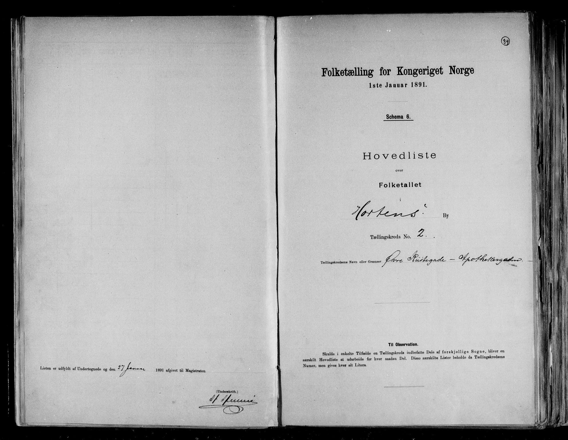 RA, 1891 census for 0703 Horten, 1891, p. 6