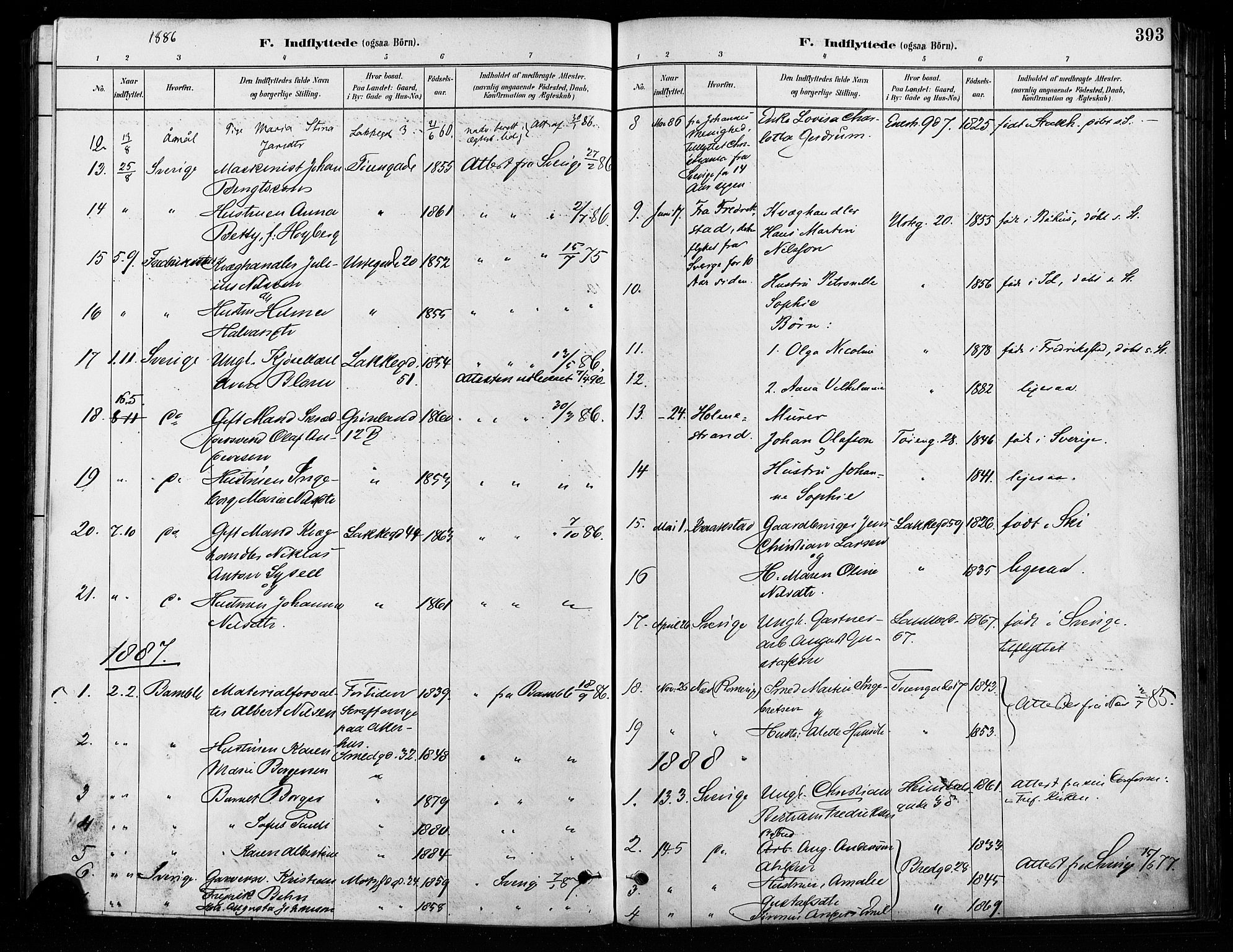 Grønland prestekontor Kirkebøker, SAO/A-10848/F/Fa/L0008: Parish register (official) no. 8, 1881-1893, p. 393