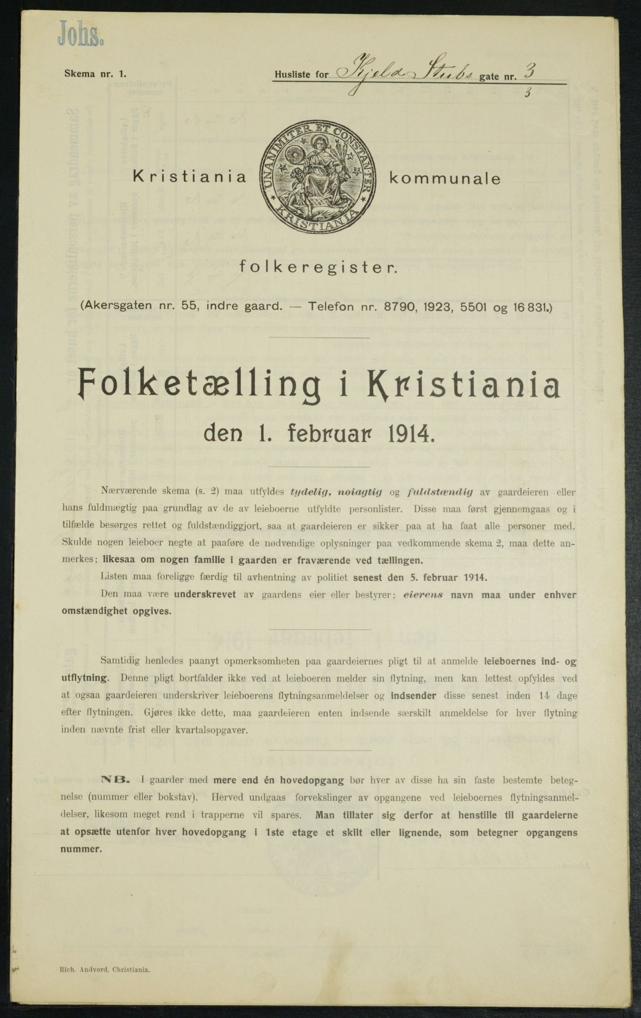 OBA, Municipal Census 1914 for Kristiania, 1914, p. 51438